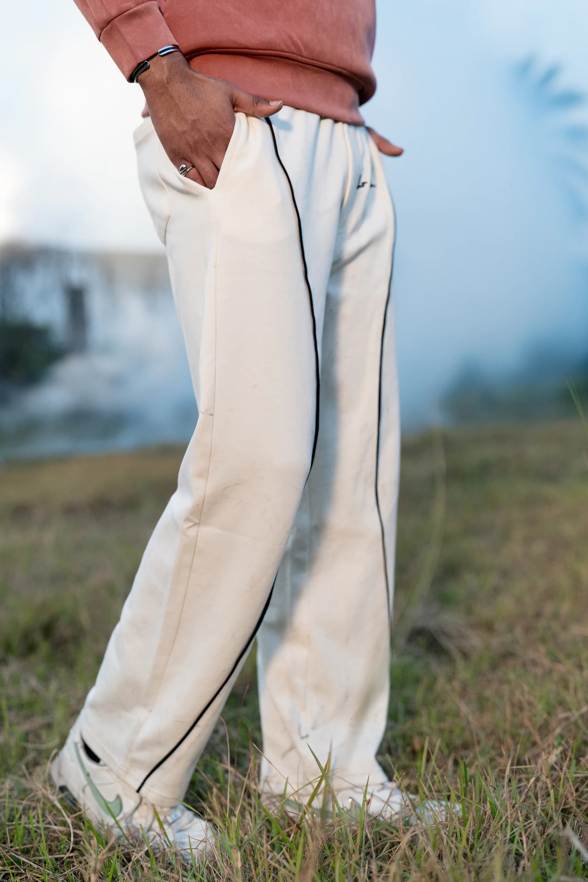 Stripe Baggy Jogger - Off White