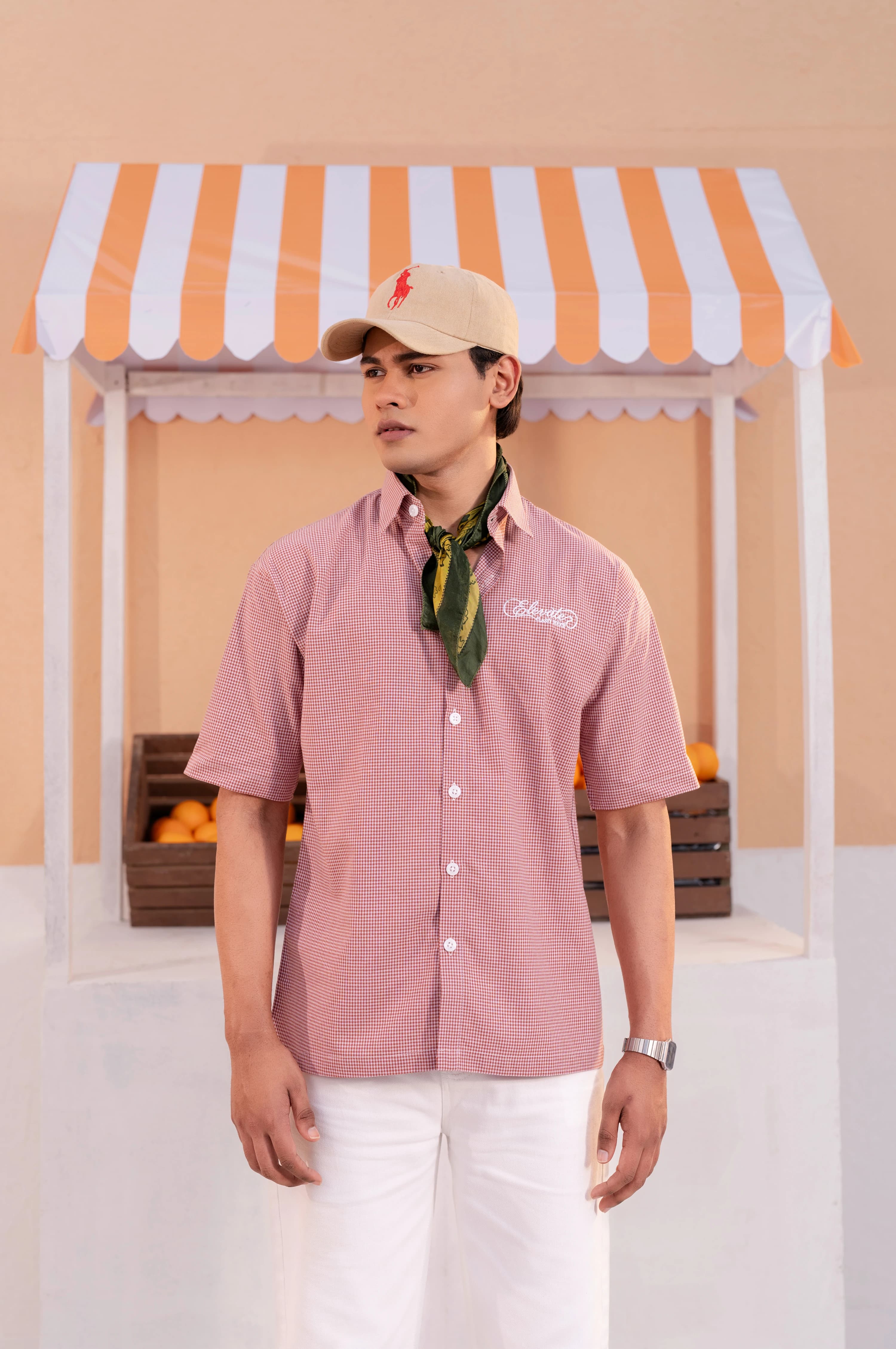 Gingham Check Boxy Shirt | Blush Red 