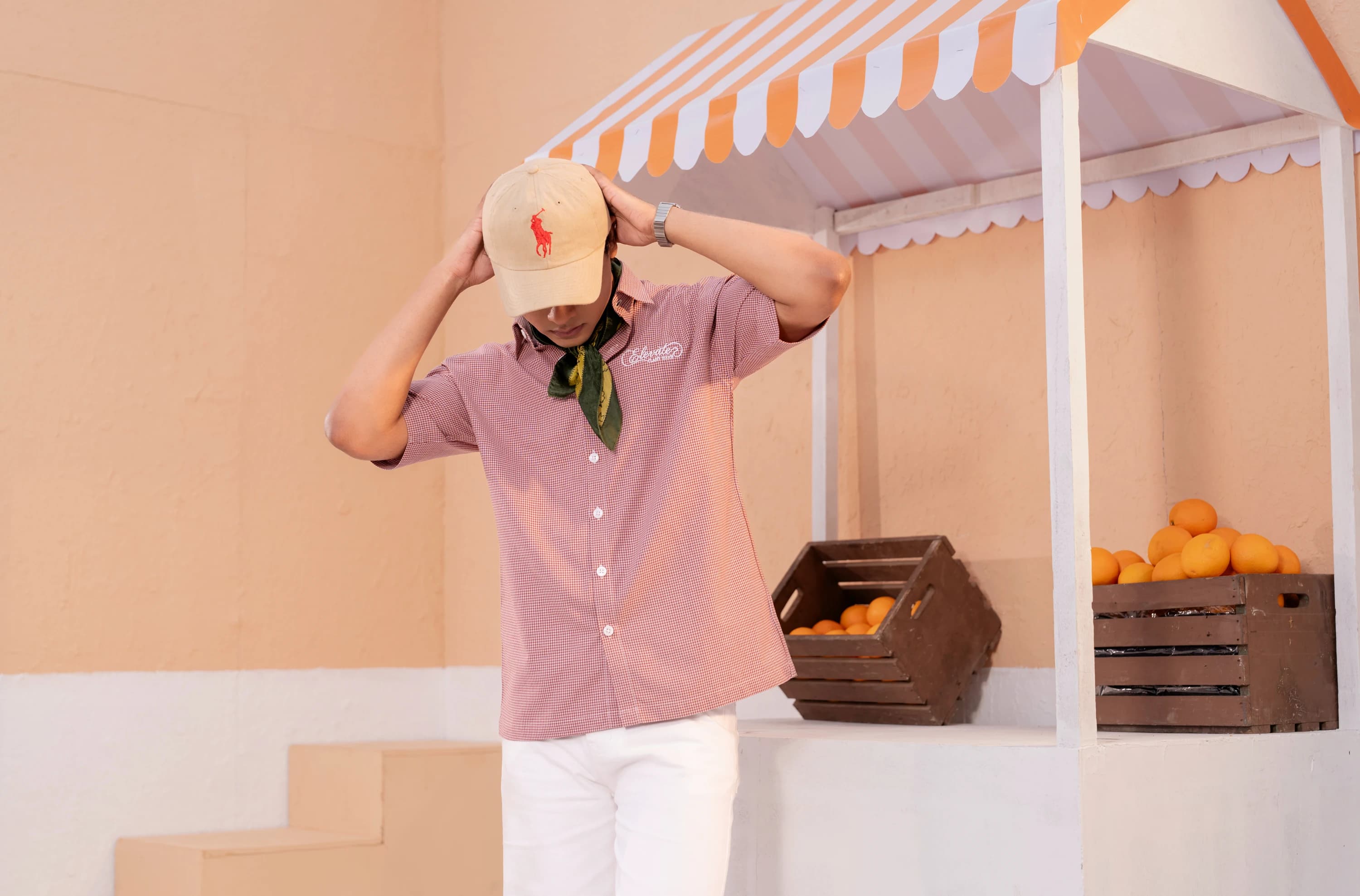 Gingham Check Boxy Shirt | Blush Red  thumbnail 5