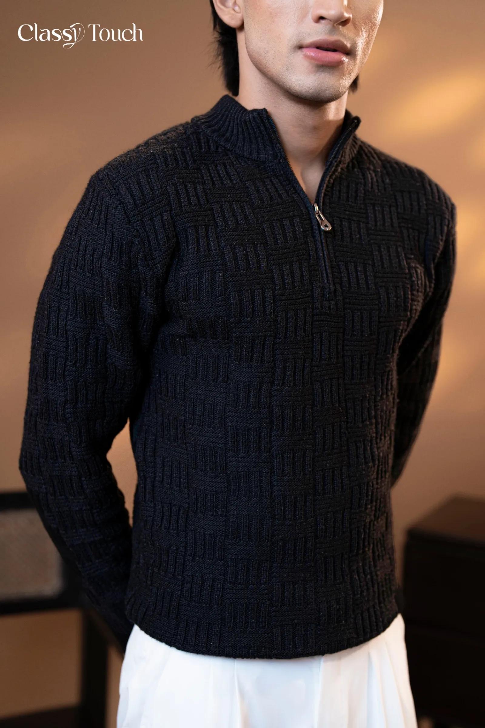 Quarter zip Jacquard Sweater
