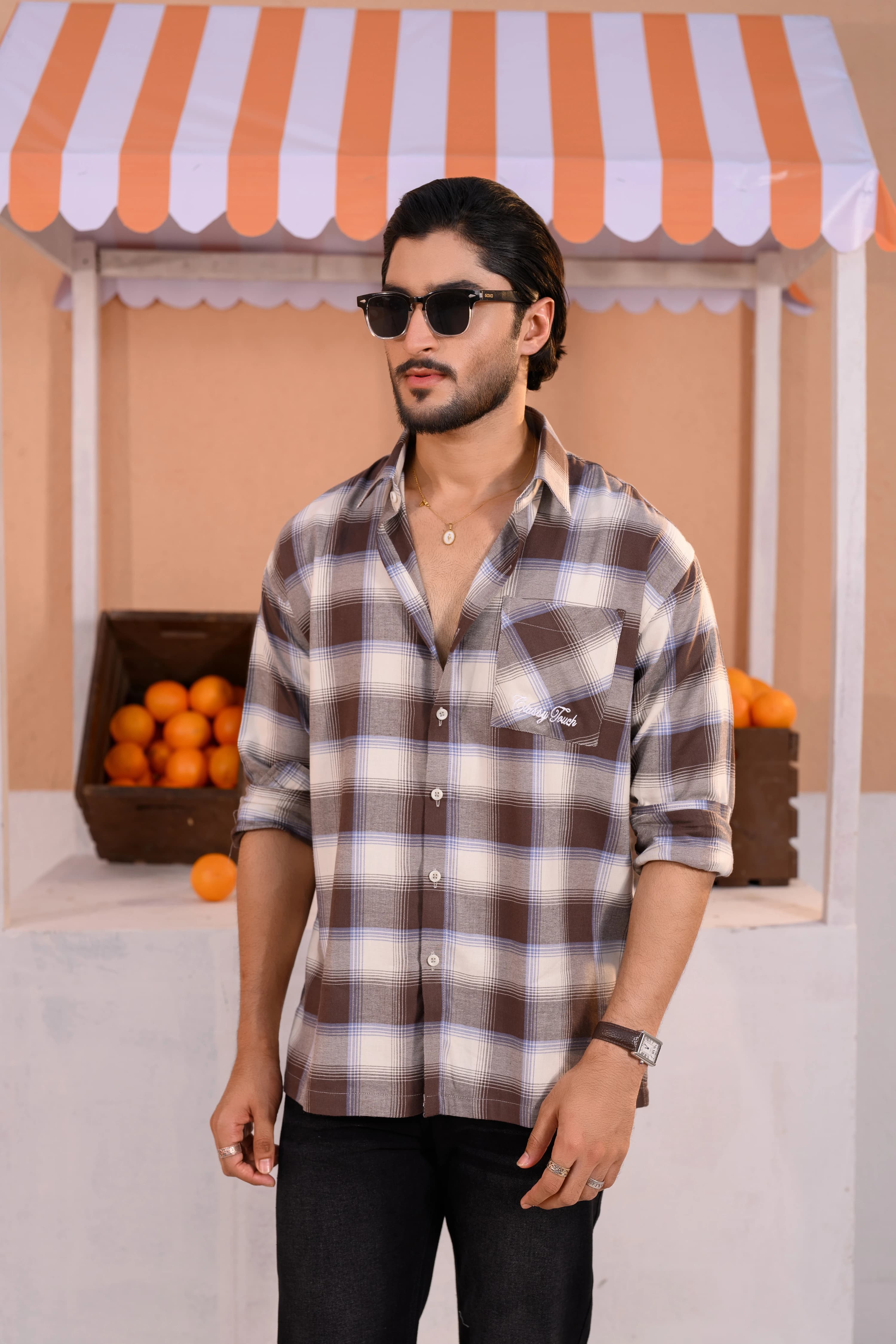 Casual Check Shirt - Coffee