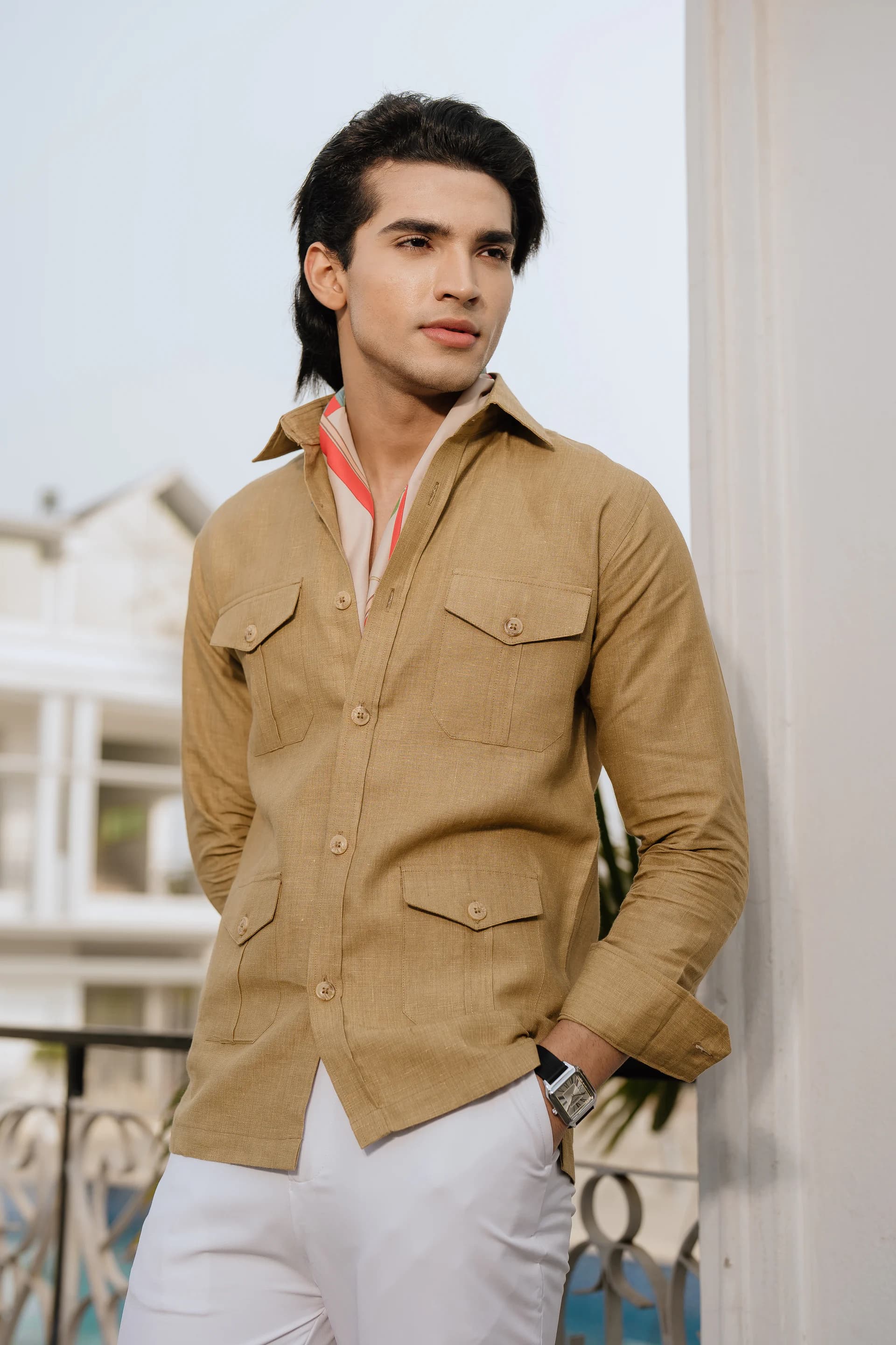 Safari Linen Shirt - Brown