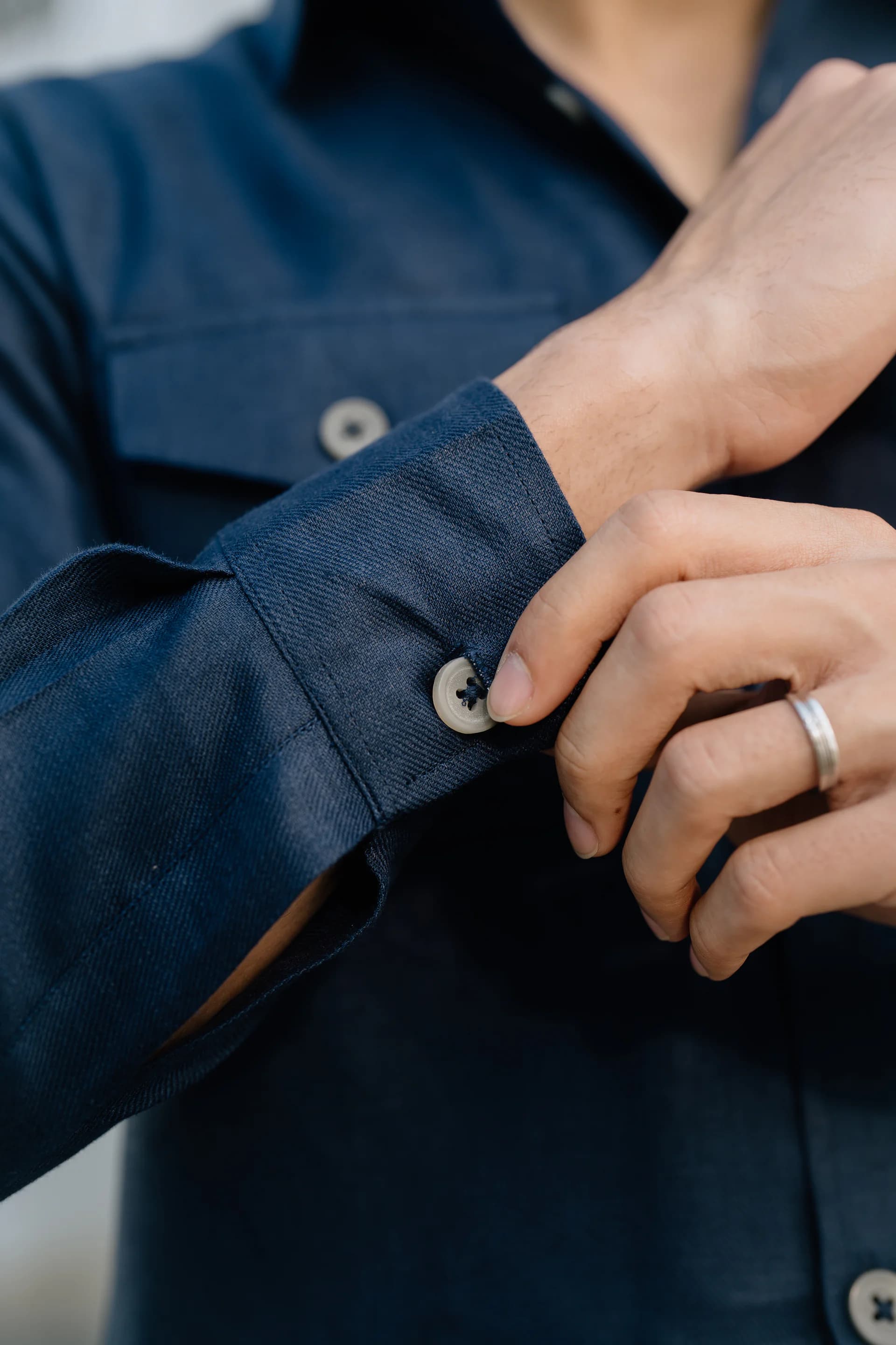 Safari Linen Shirt - Navy blue