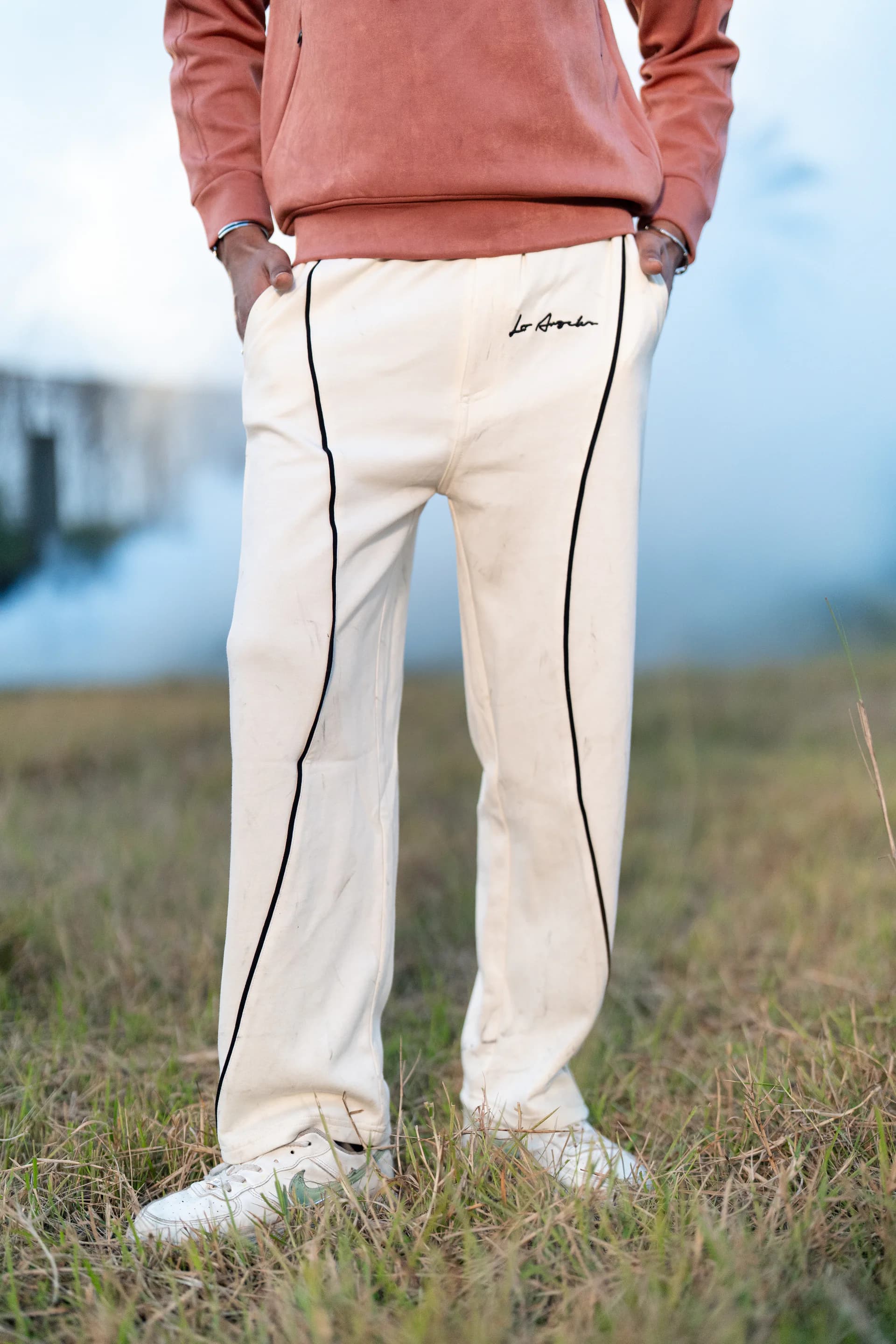Stripe Baggy Jogger - Off White