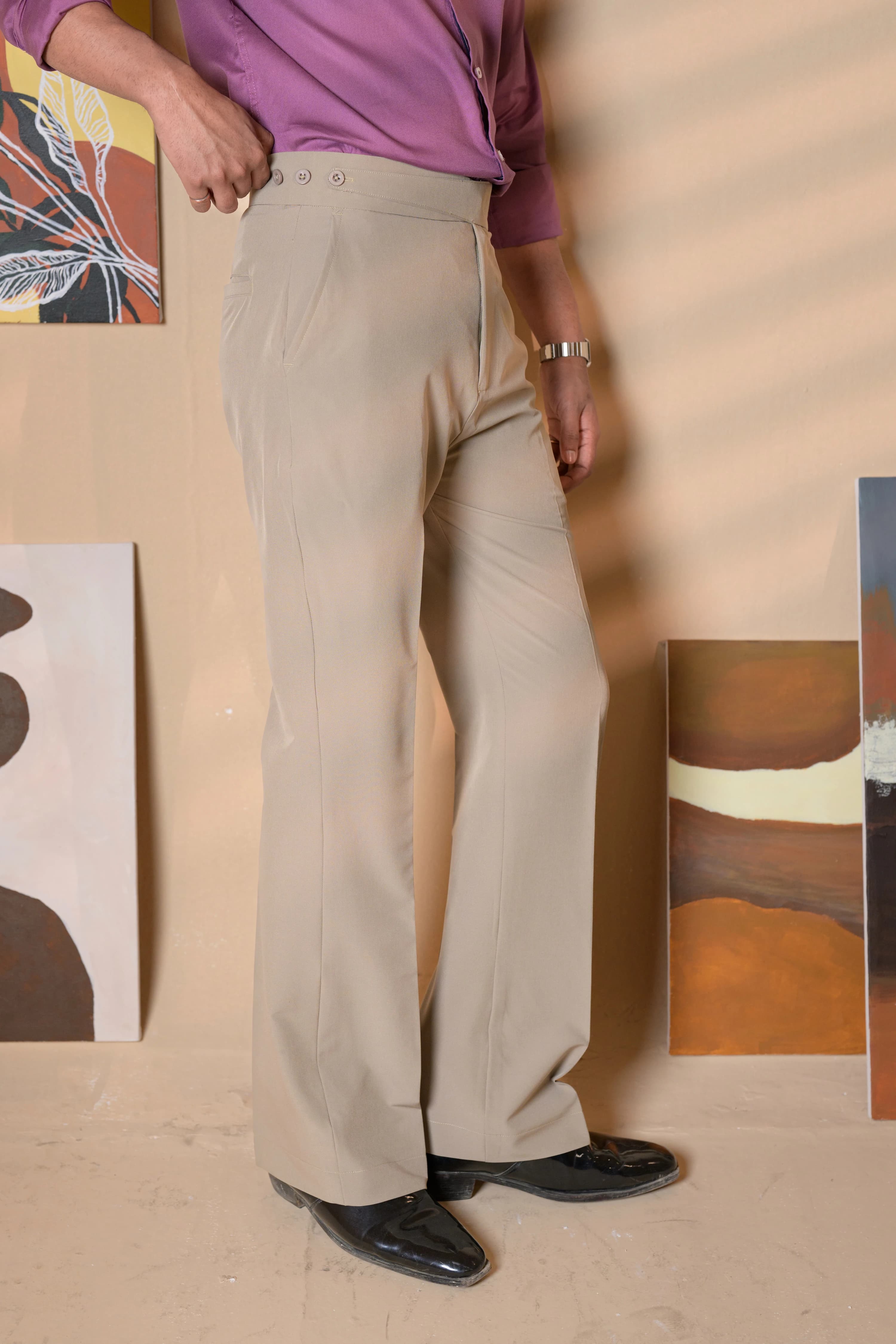 Long Belt Bootcut Gurkha Pant - Light Gray