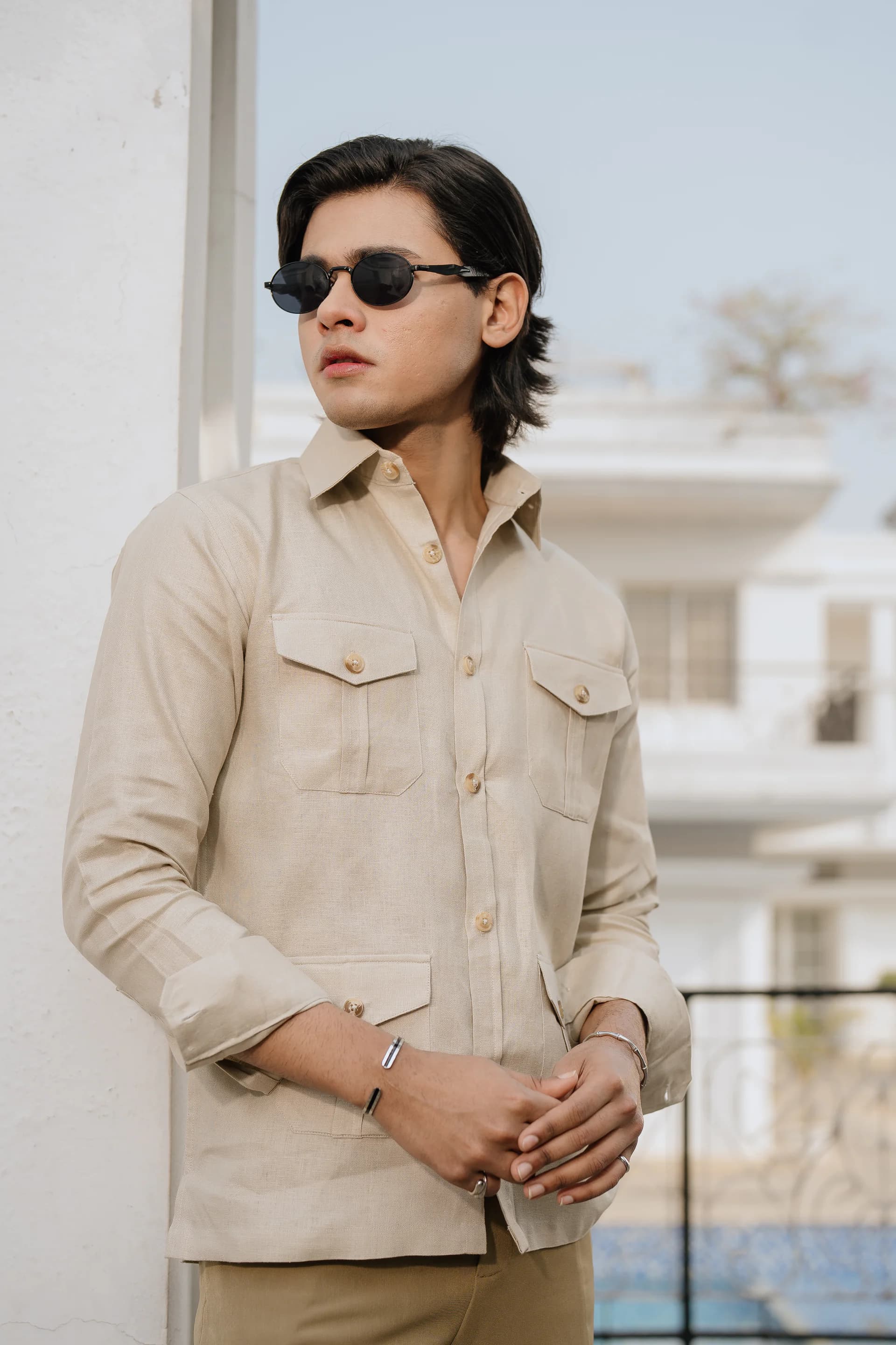 Safari Linen Shirt - Beige