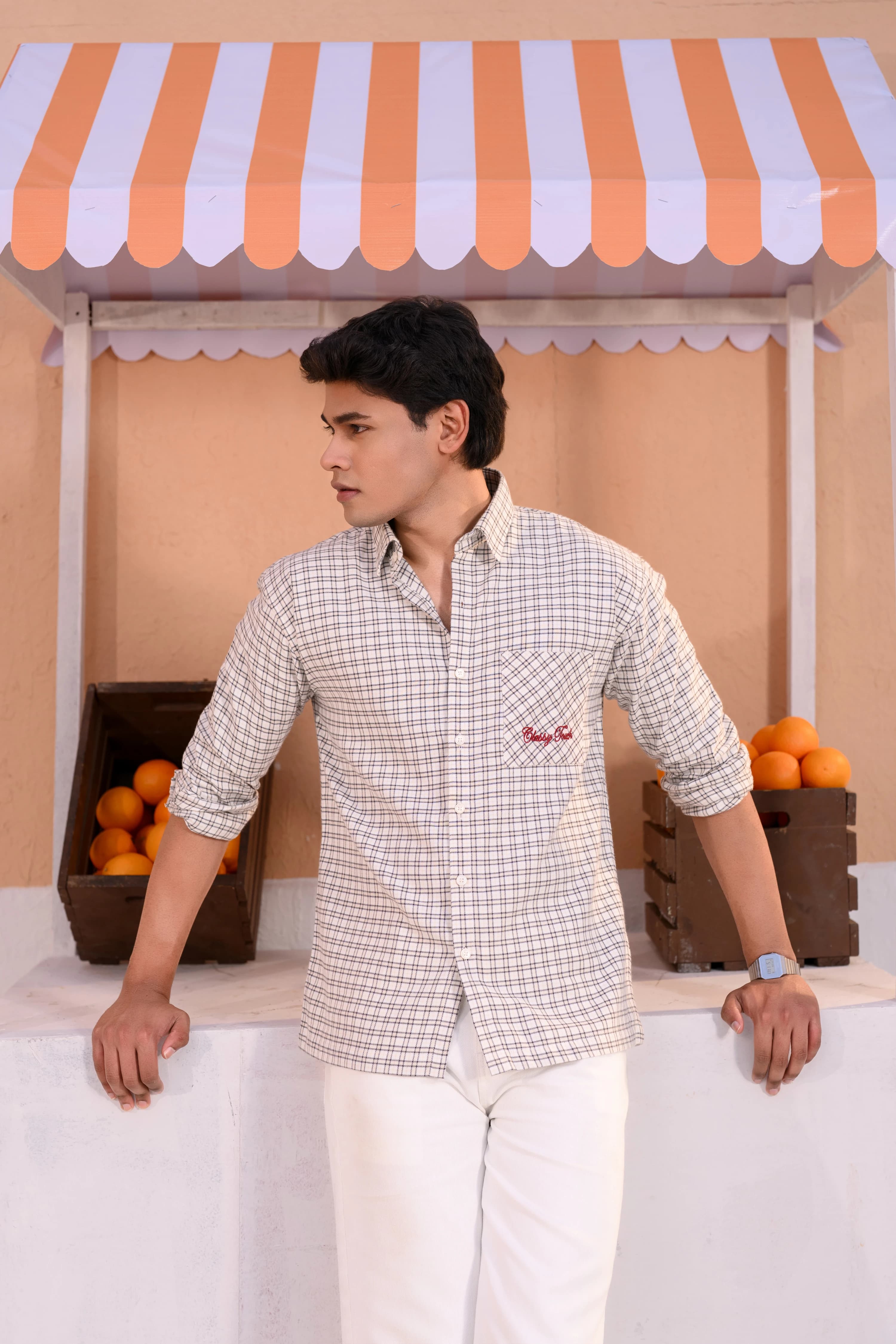 Casual Check Shirt - Offwhite