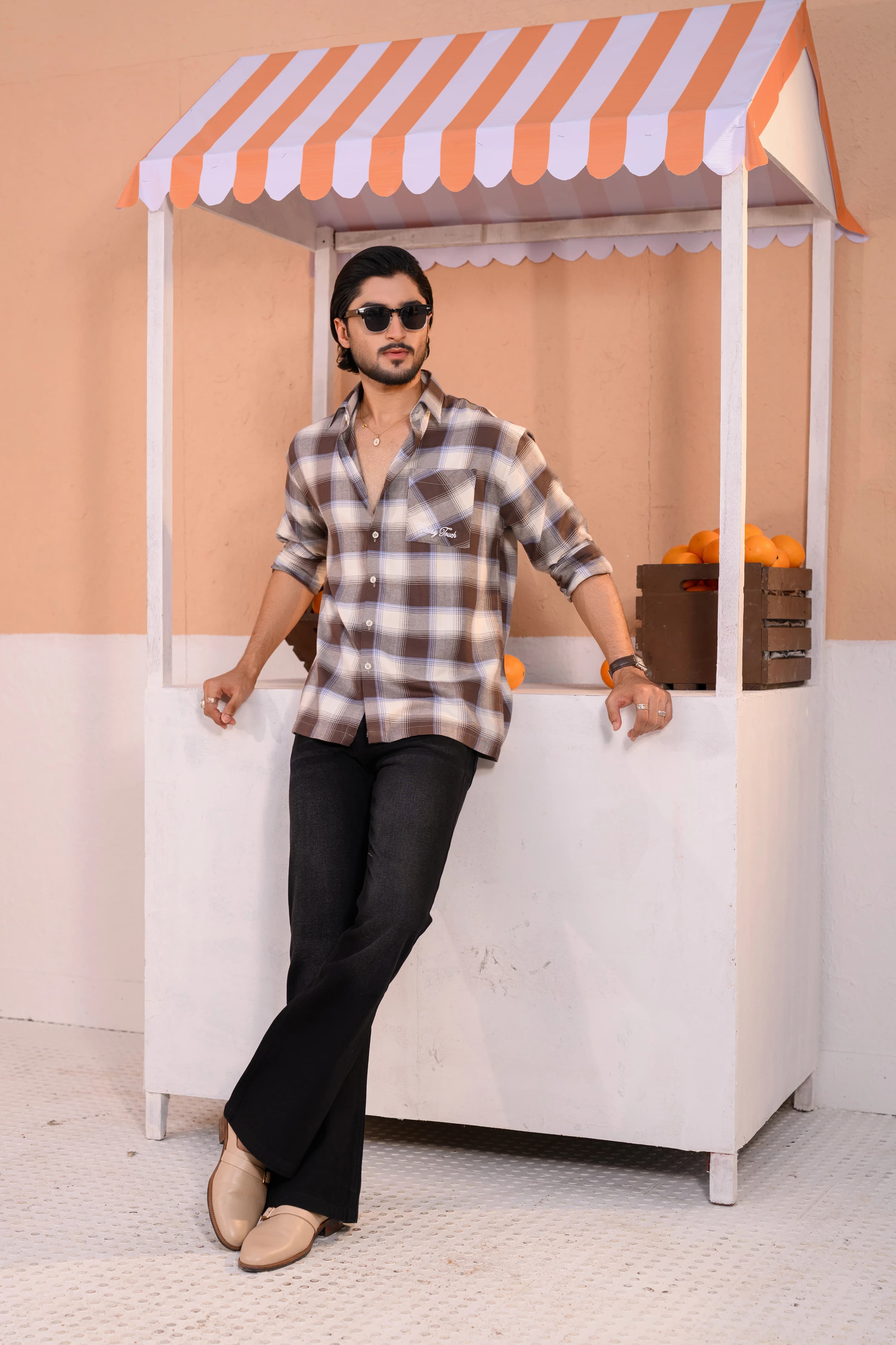 Casual Check Shirt - Coffee