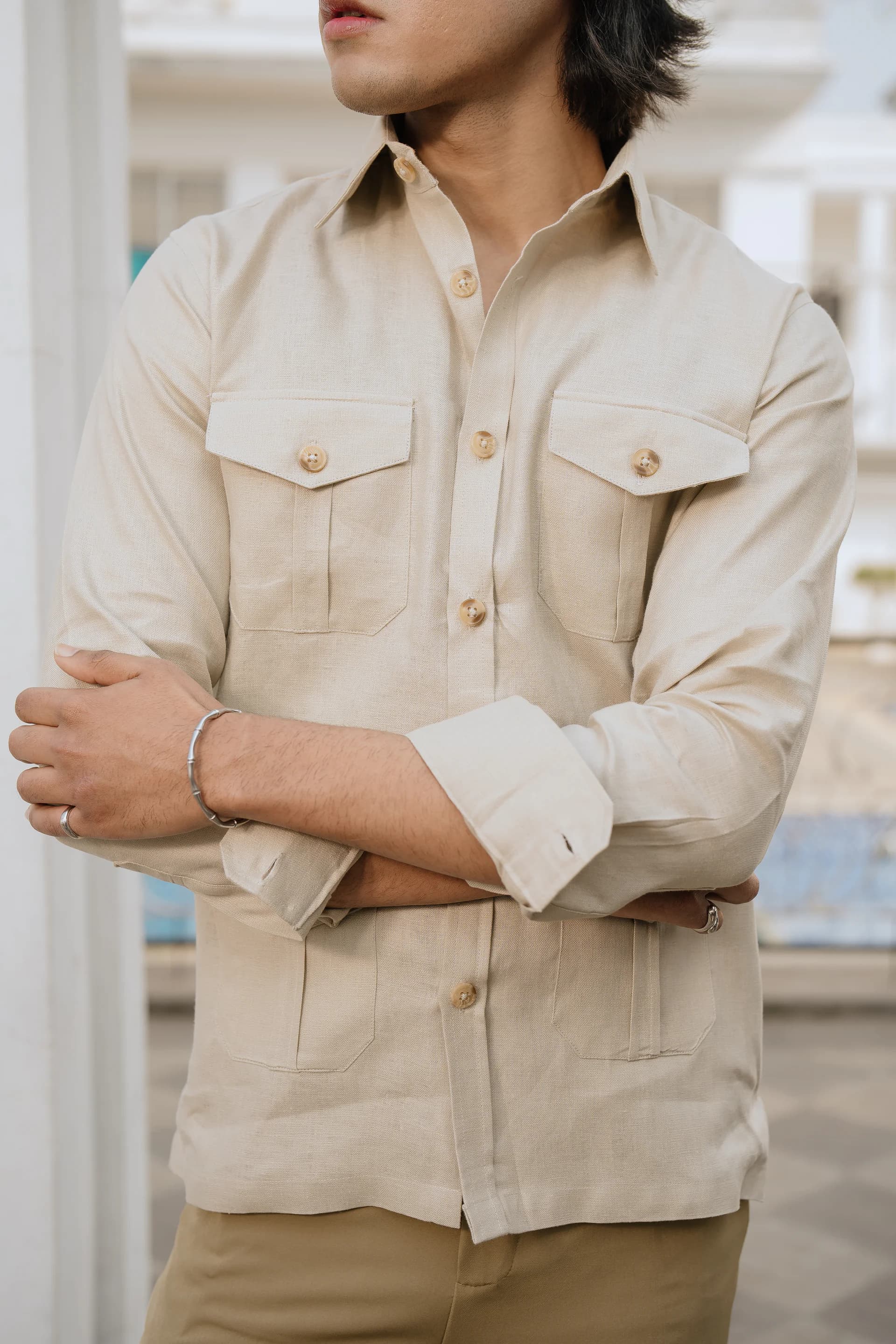 Safari Linen Shirt - Beige