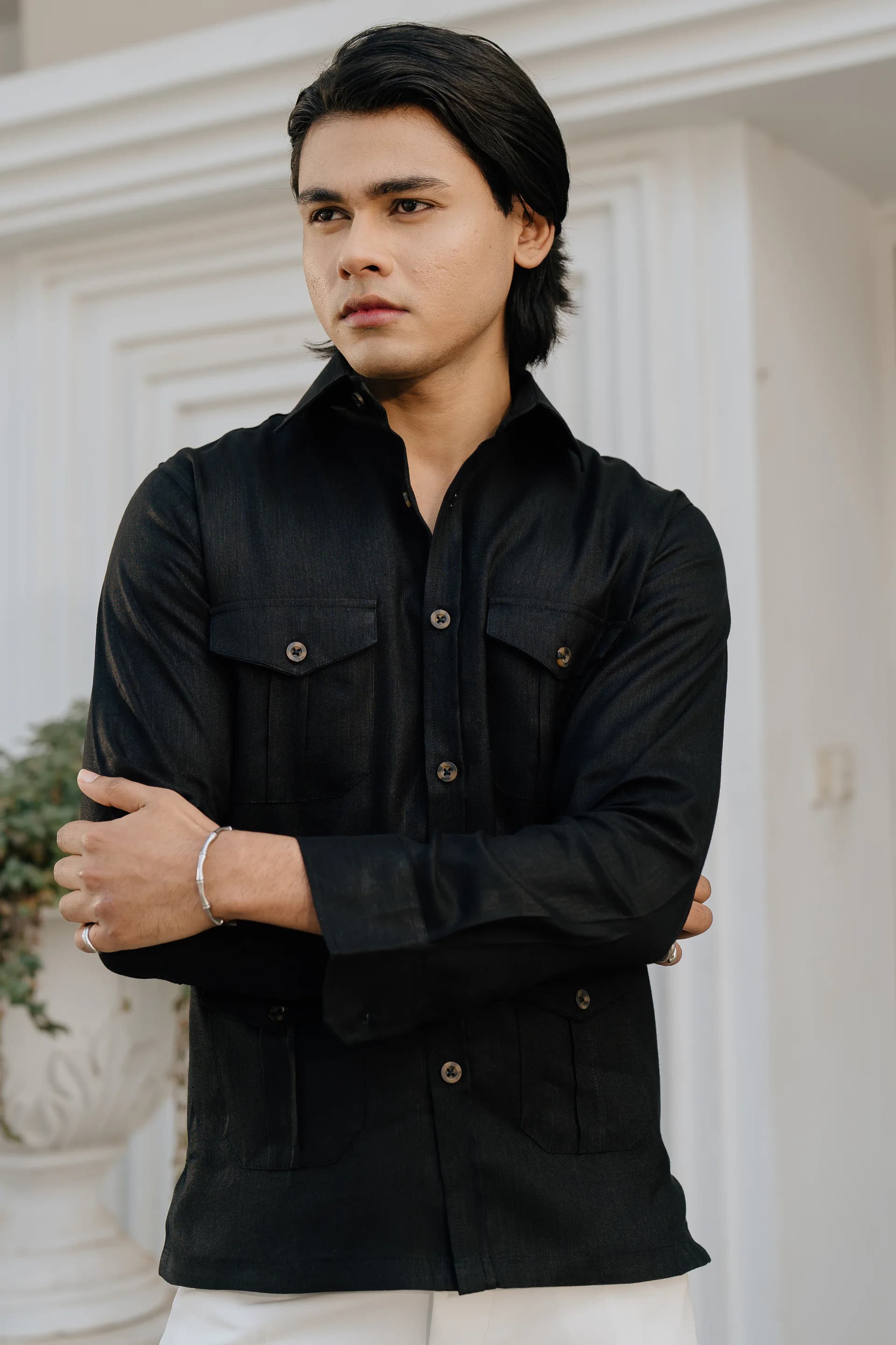 Safari Linen Shirt - Black