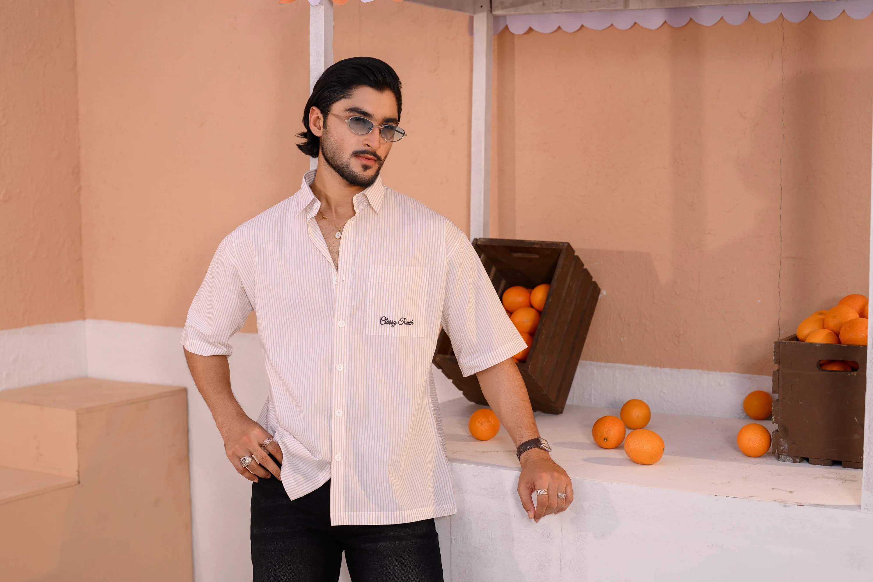 Stripe Boxy Shirt | Yellow thumbnail 4