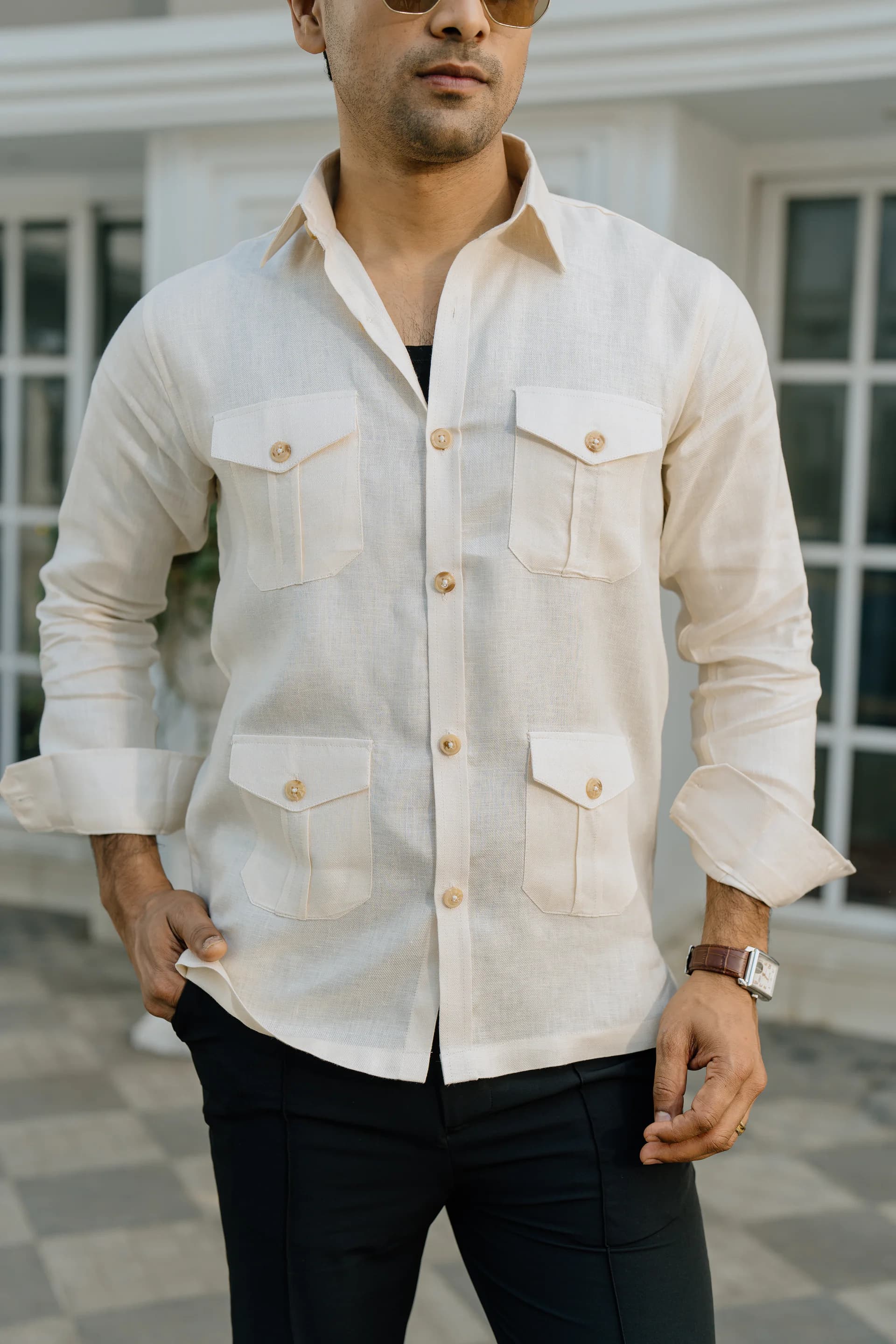 Safari Linen Shirt - Cream