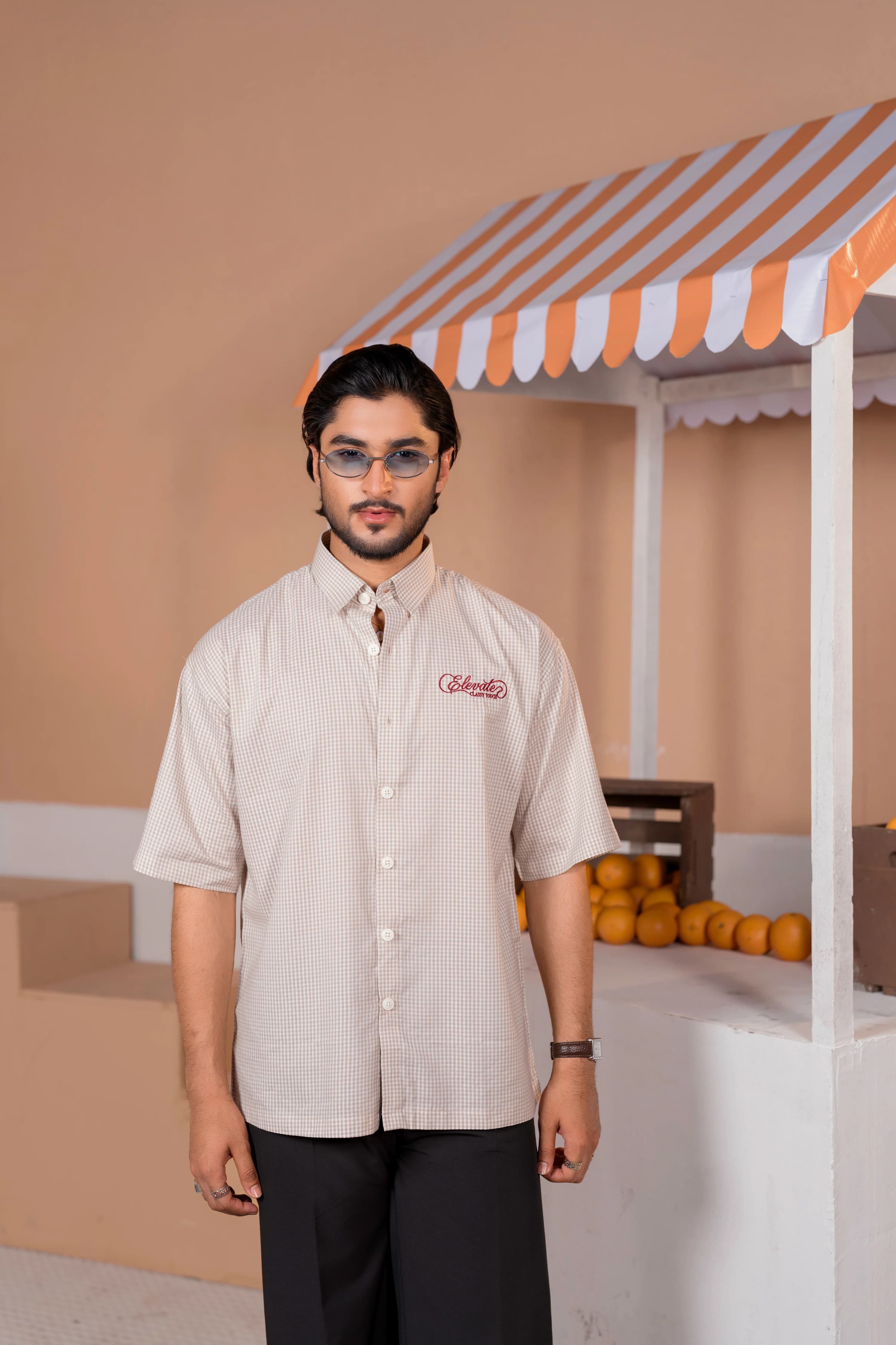 Gingham Check Boxy Shirt | Cream