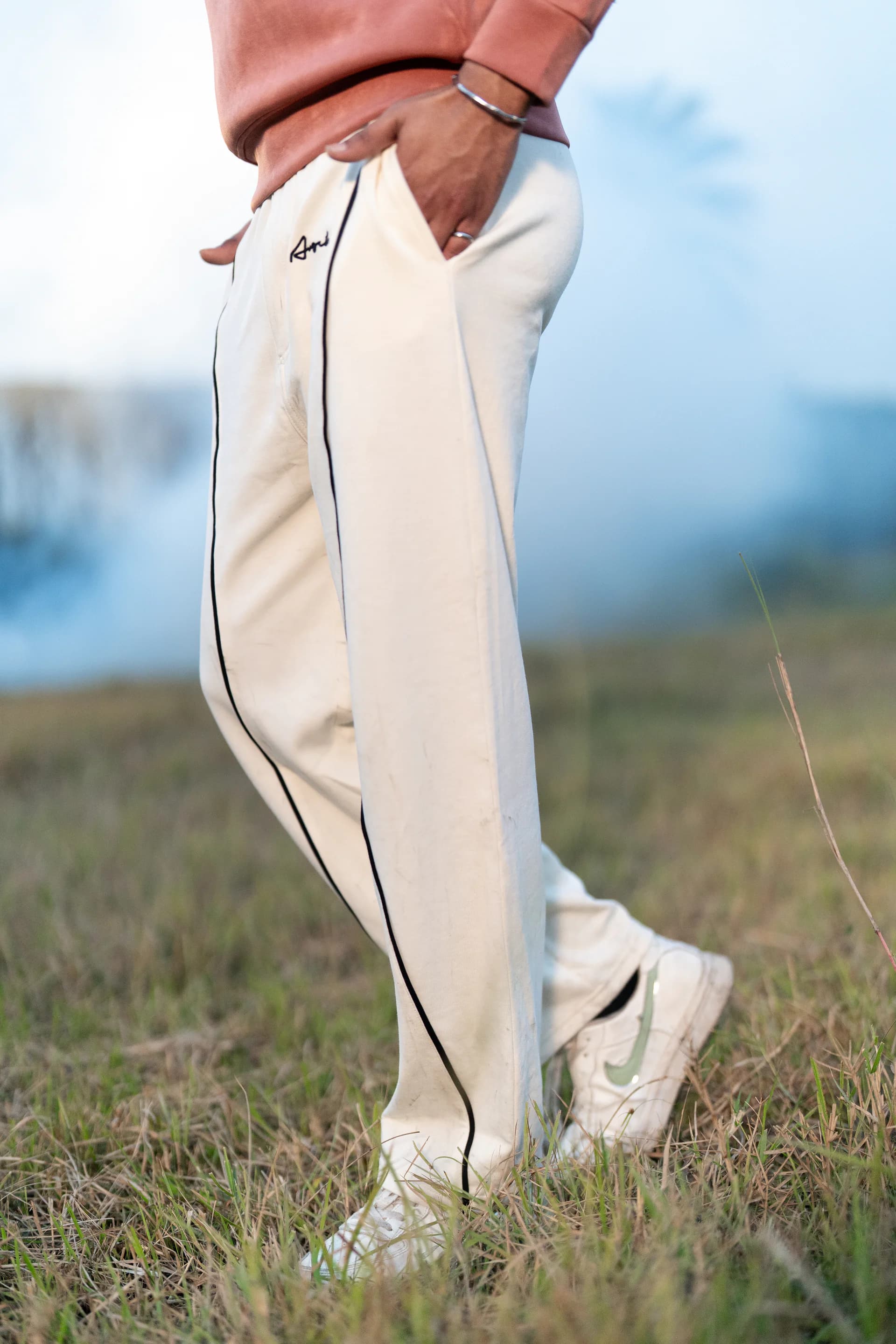 Stripe Baggy Jogger - Off White thumbnail 3