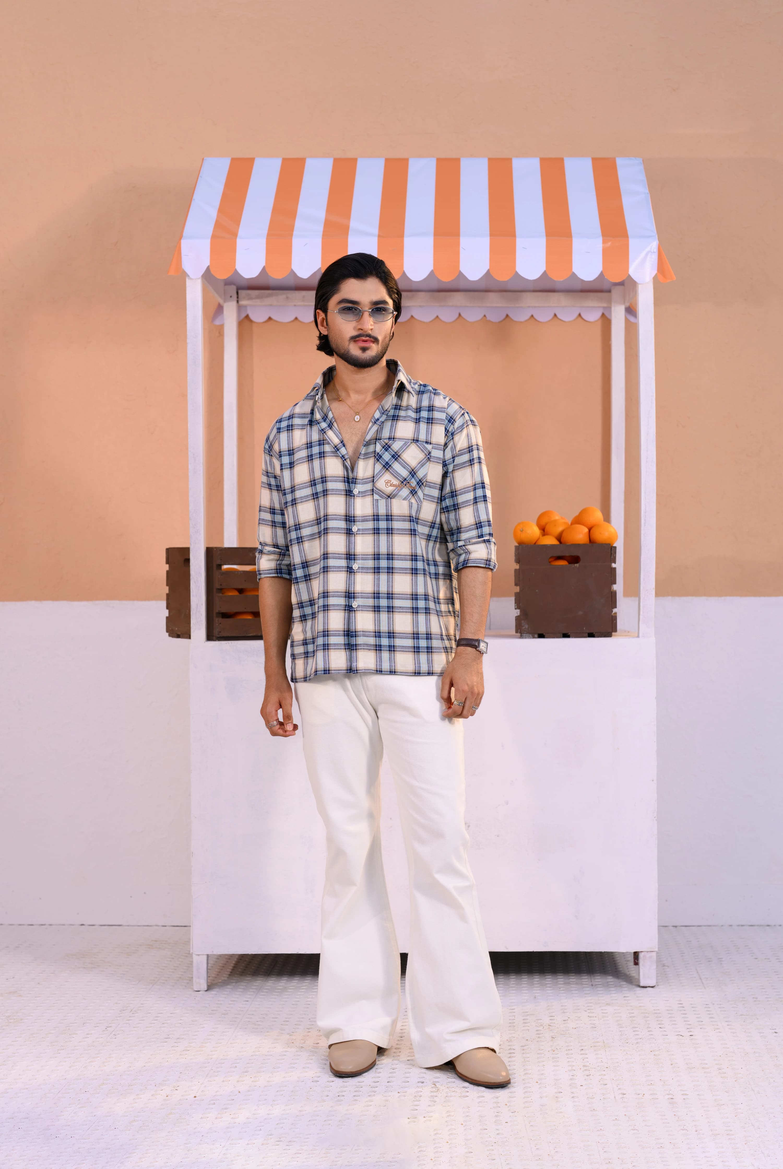 Casual Check Shirt - Mid Blue