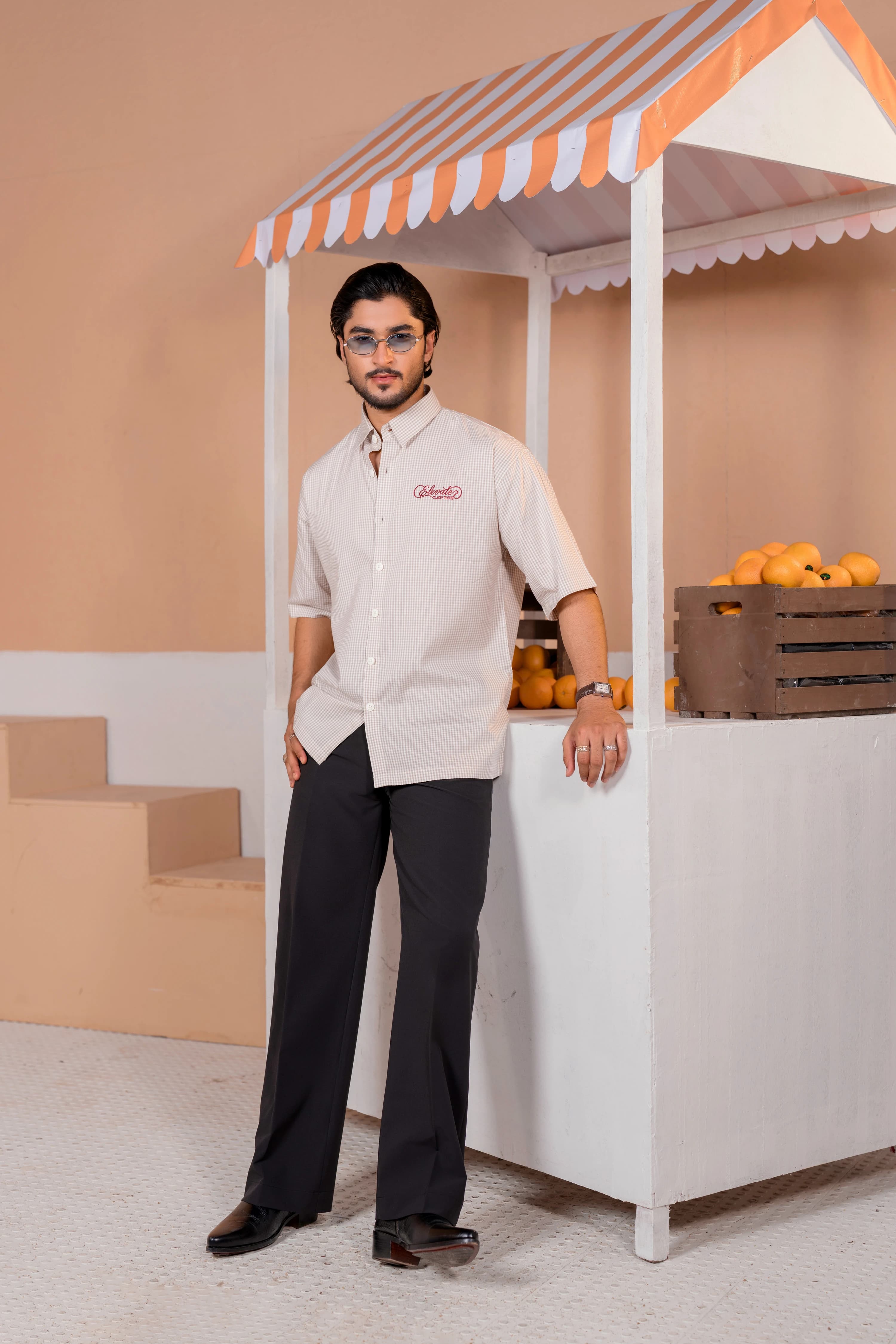 Gingham Check Boxy Shirt | Cream