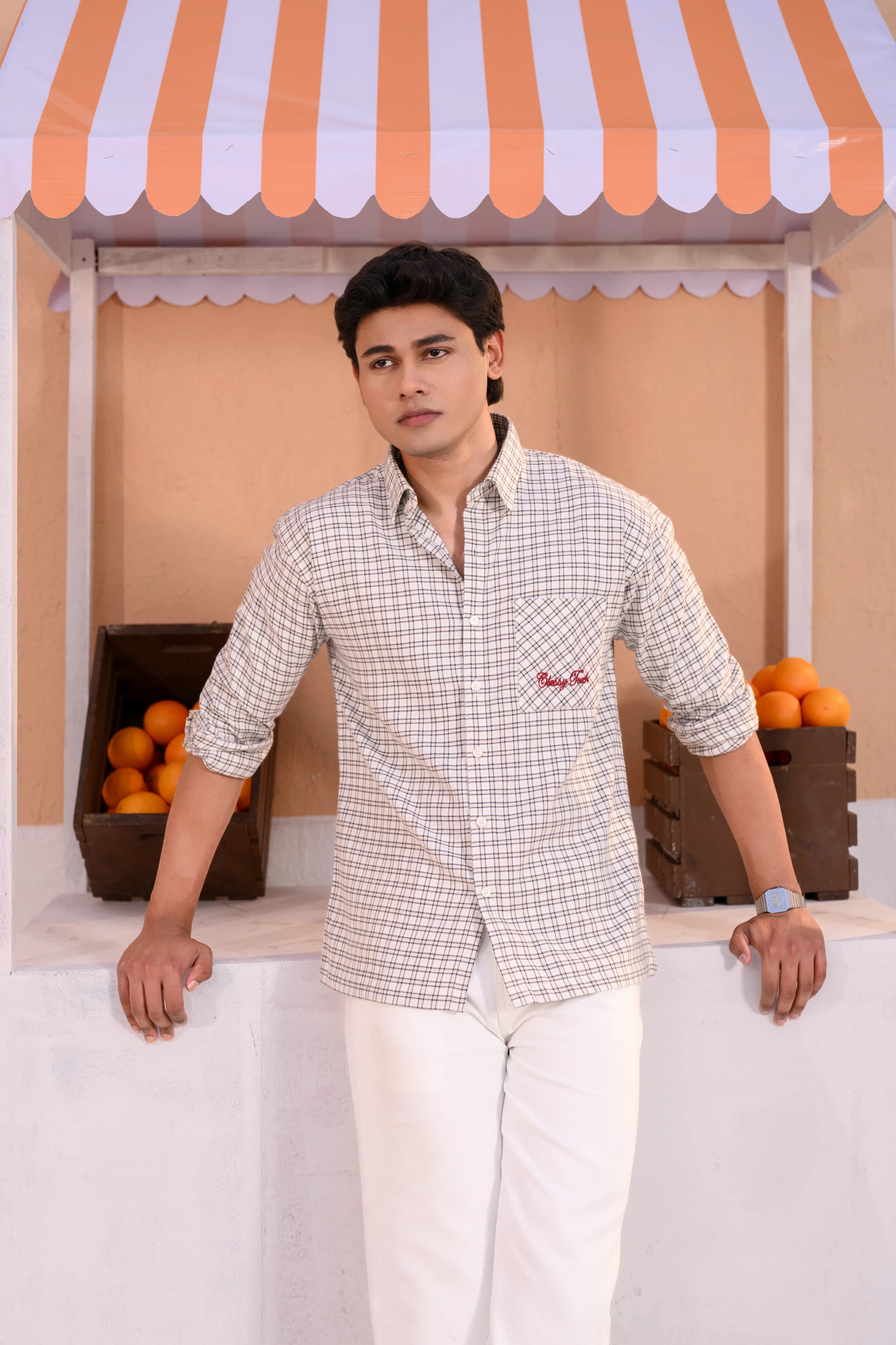 Casual Check Shirt - Offwhite