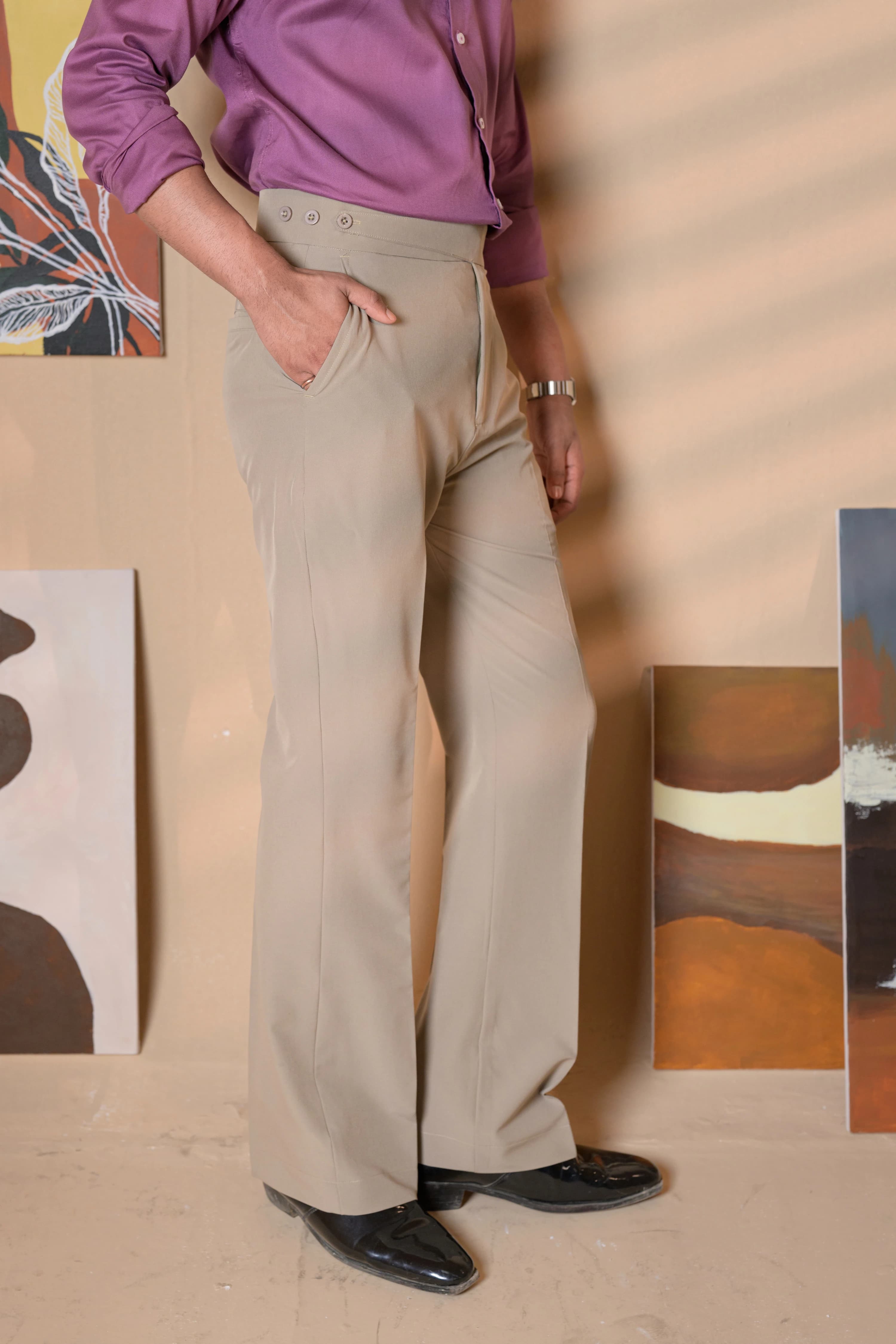 Long Belt Bootcut Gurkha Pant - Light Gray