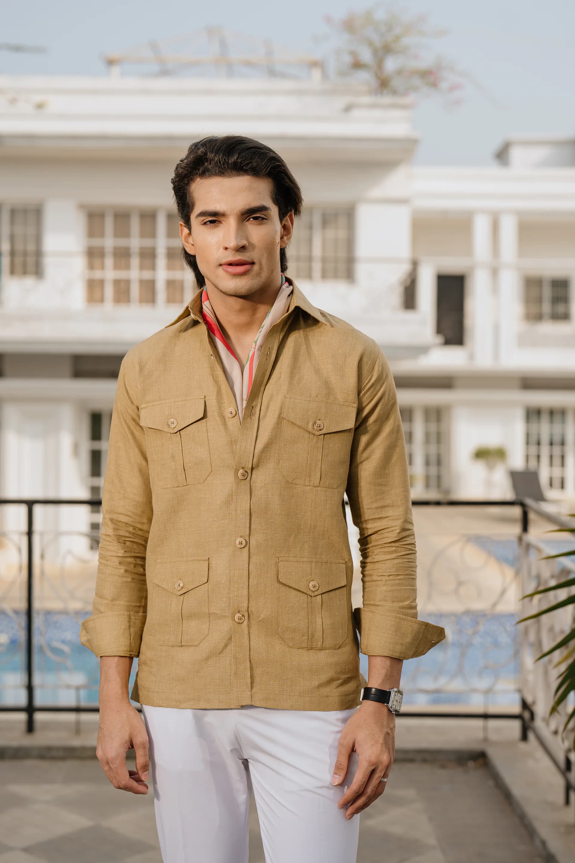 Safari Linen Shirt - Brown