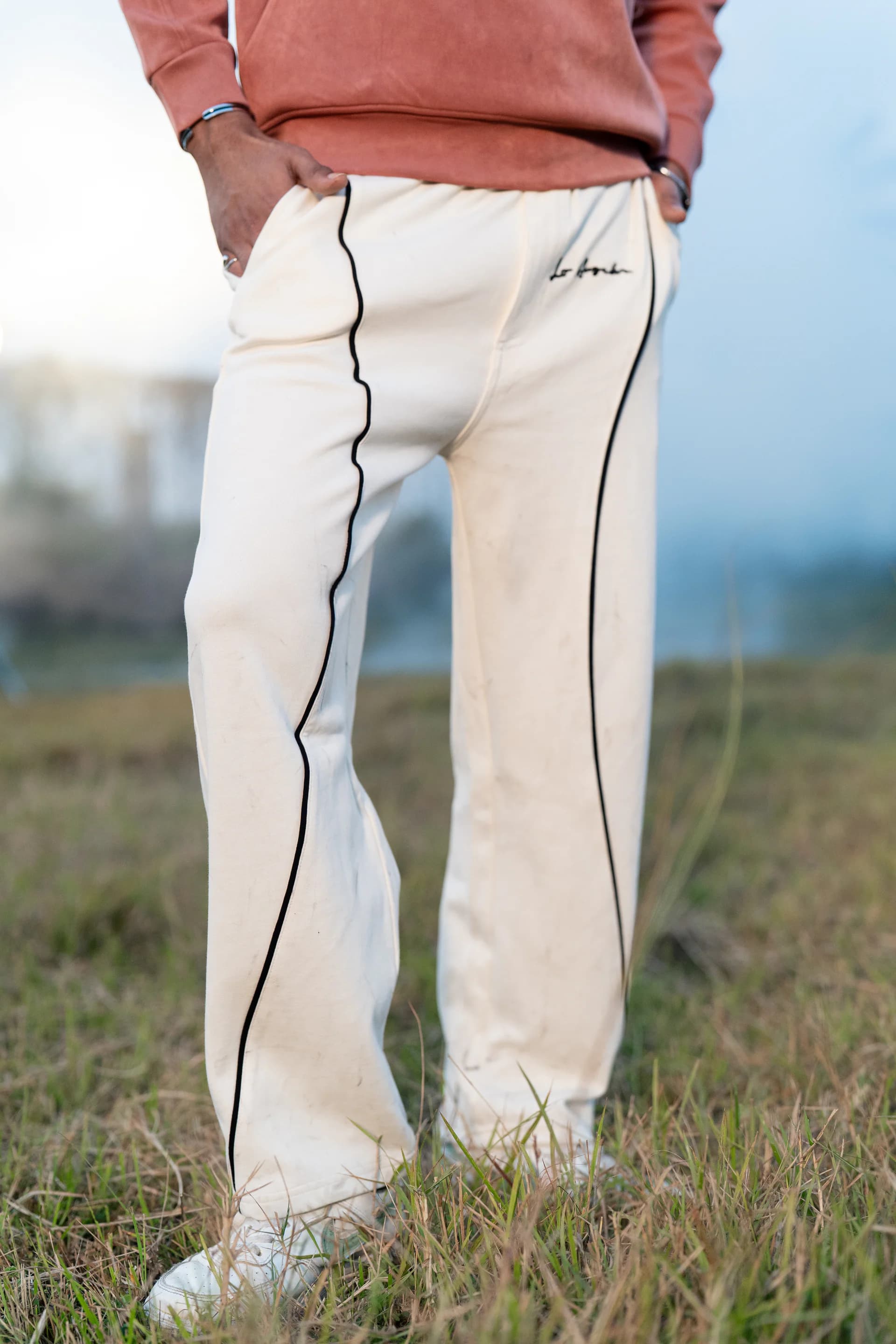 Stripe Baggy Jogger - Off White thumbnail 4