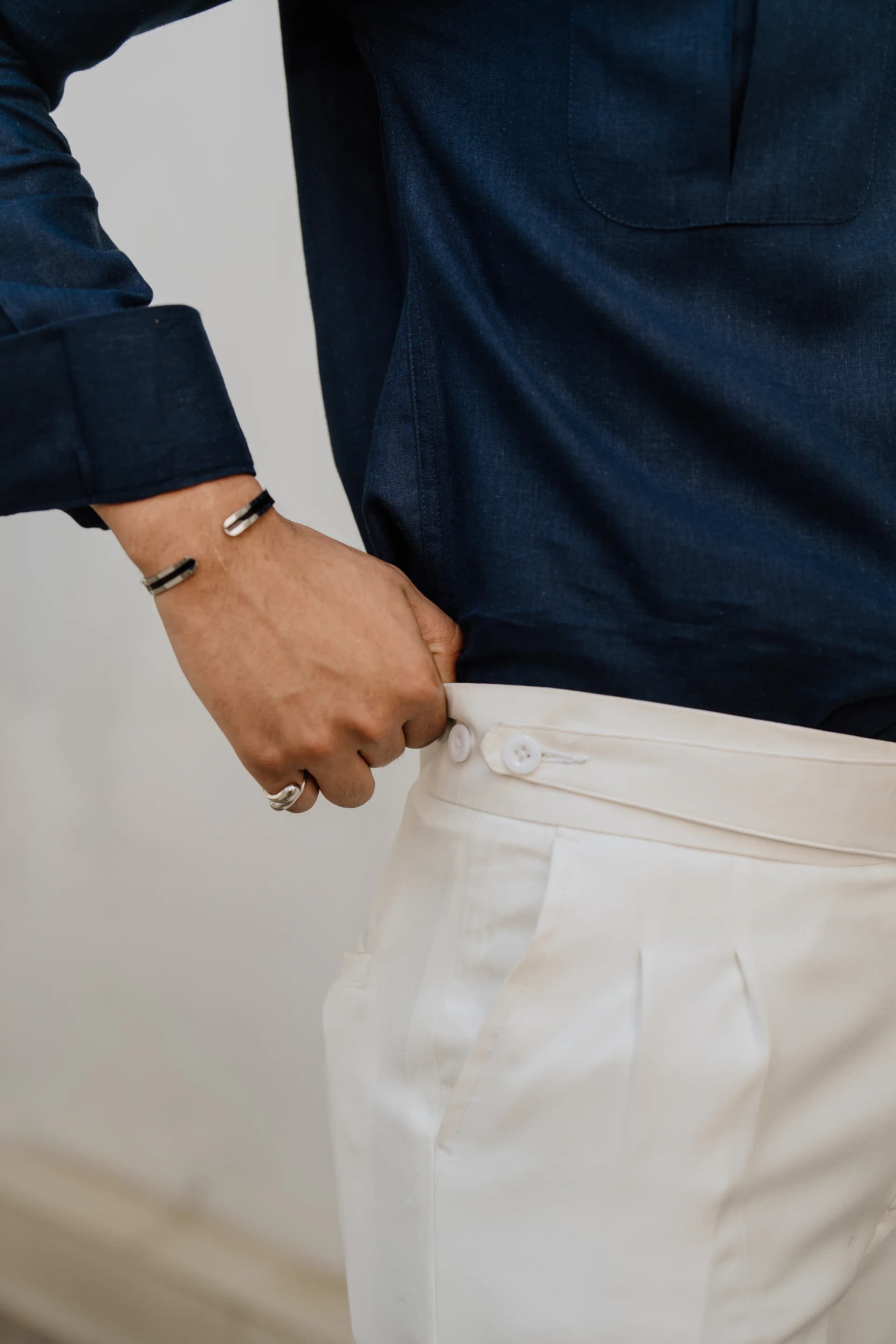 Long Belt Bootcut Gurkha Pant - White thumbnail 3