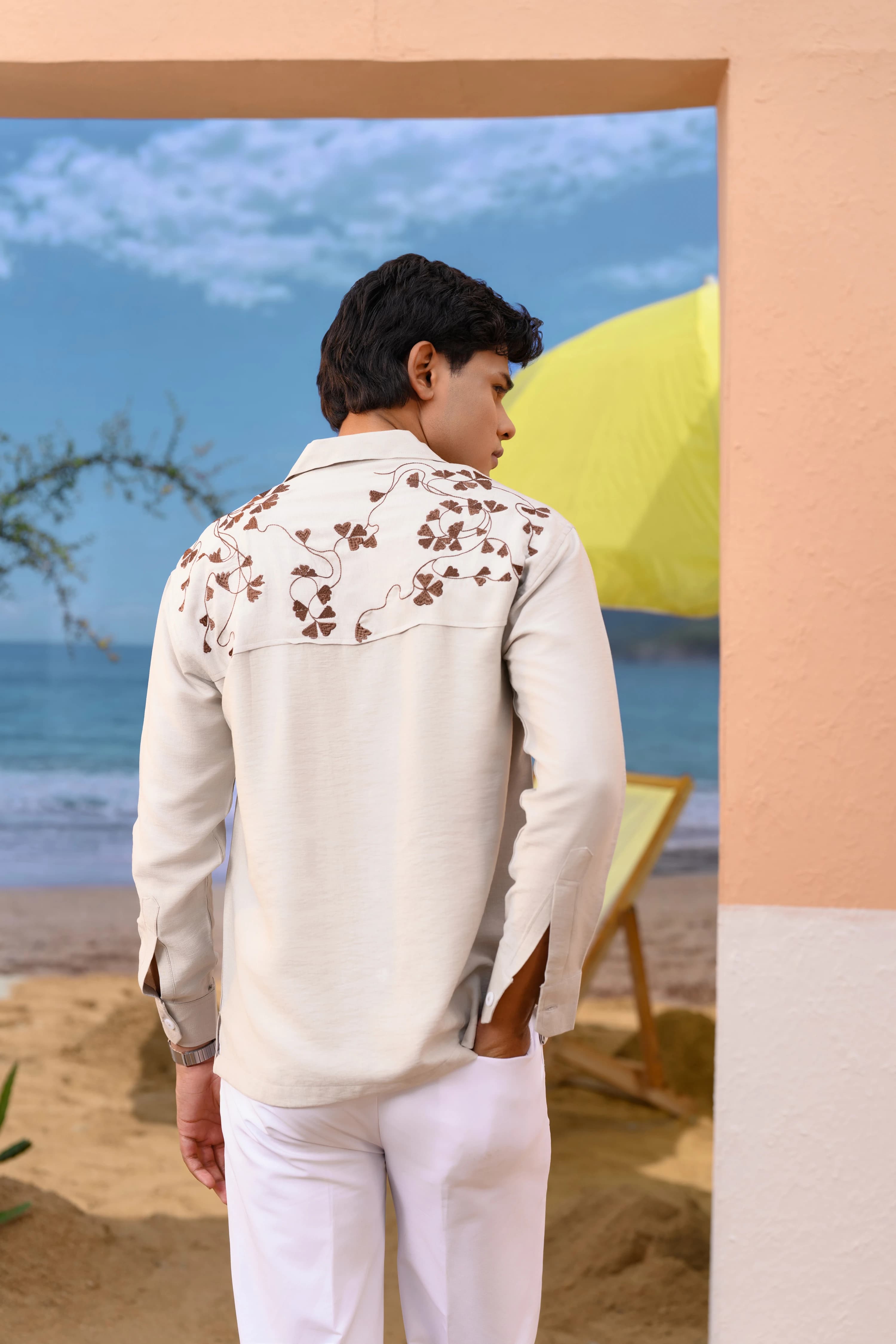 Floral Embo Shirt | Cream