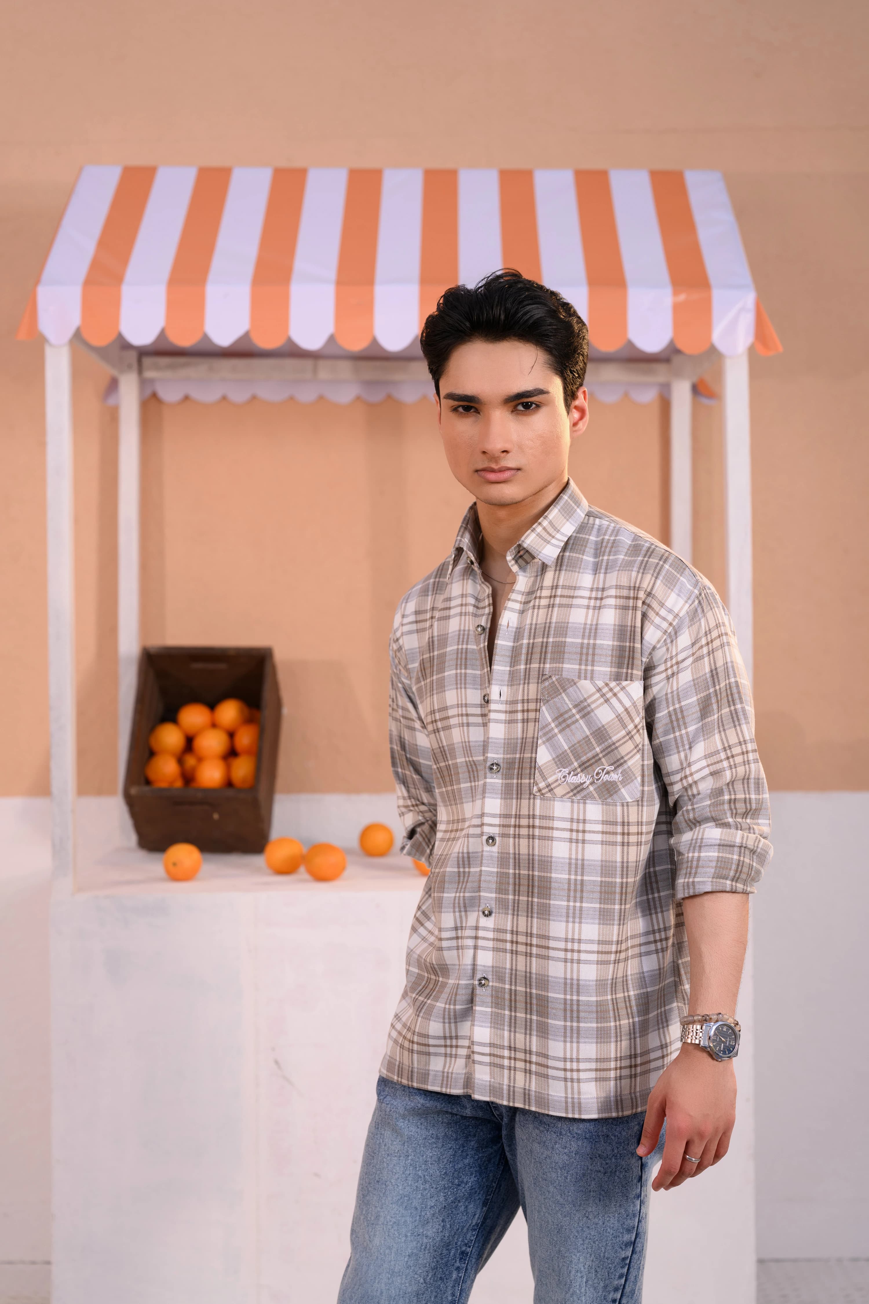Casual Check Shirt - Cream