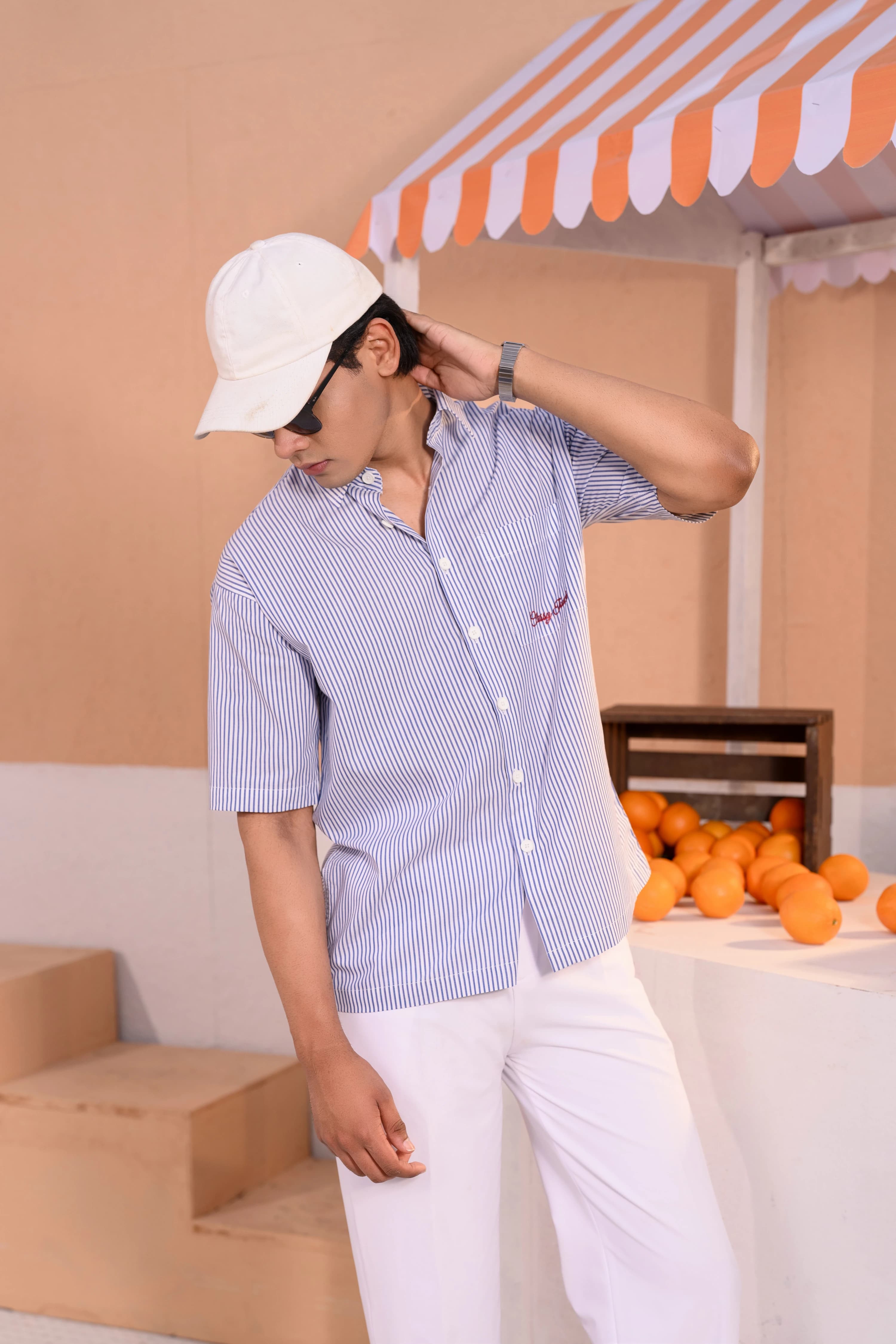 Stripe Boxy Shirt | Blue