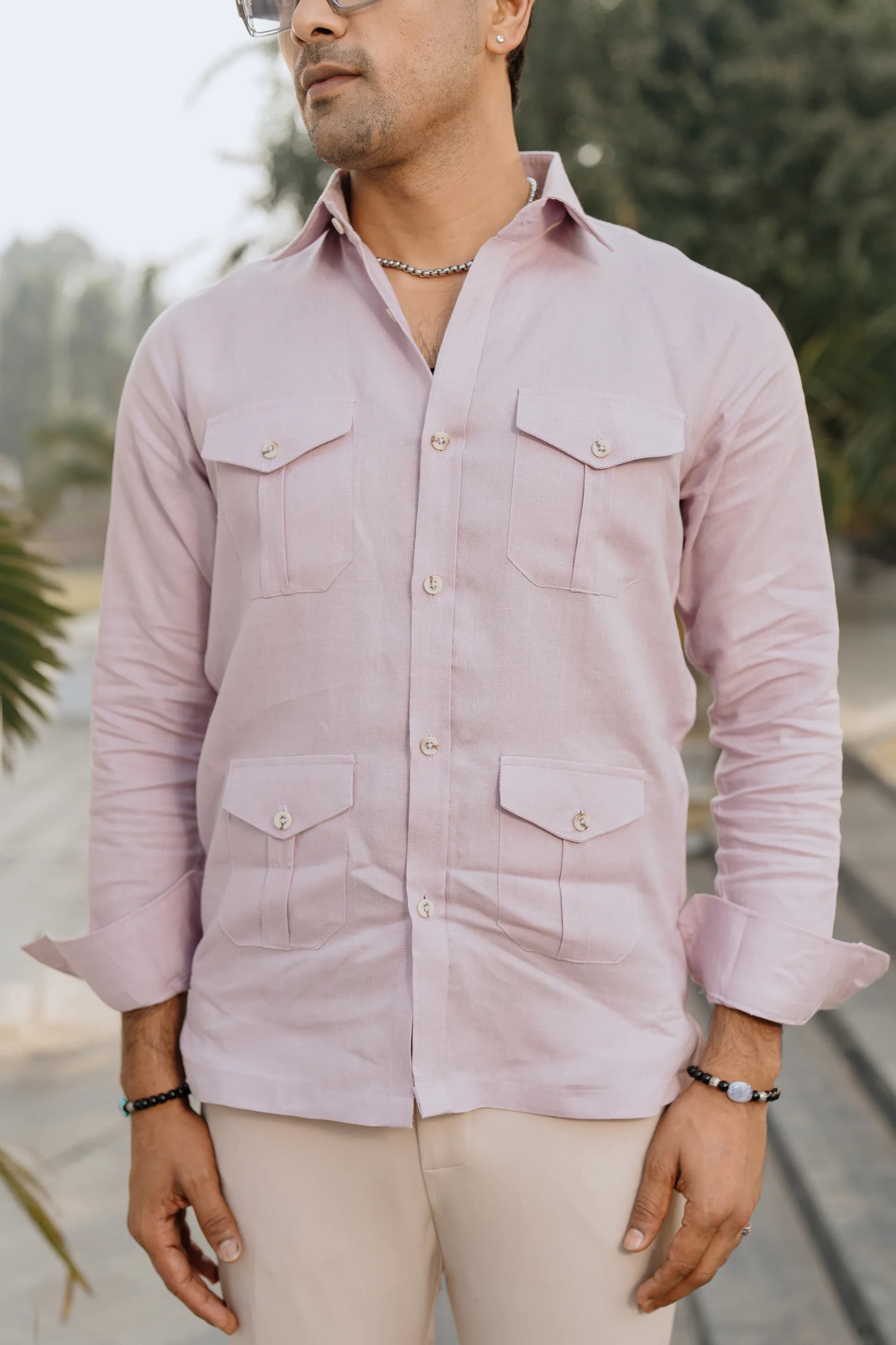 Safari Linen Shirt - Lavender