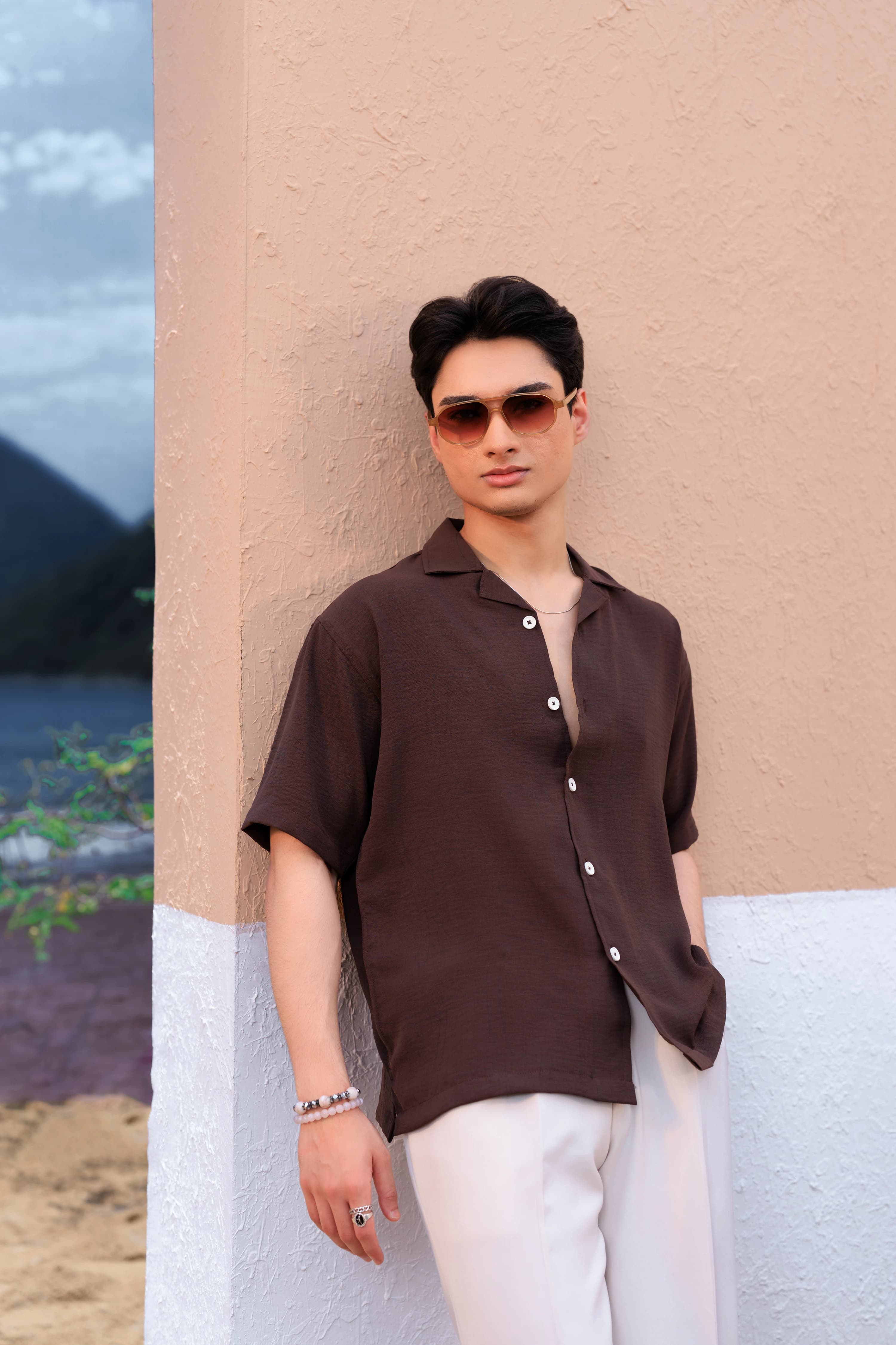 Half  Crop Boxy Shirt | Coffee
