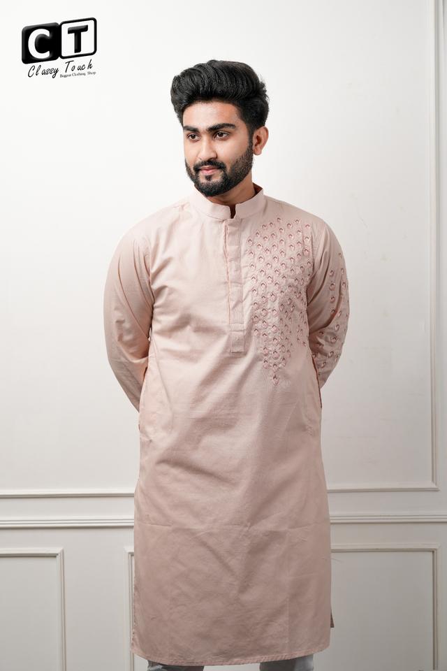 Pale pink - Designer Embroidery Panjabi 