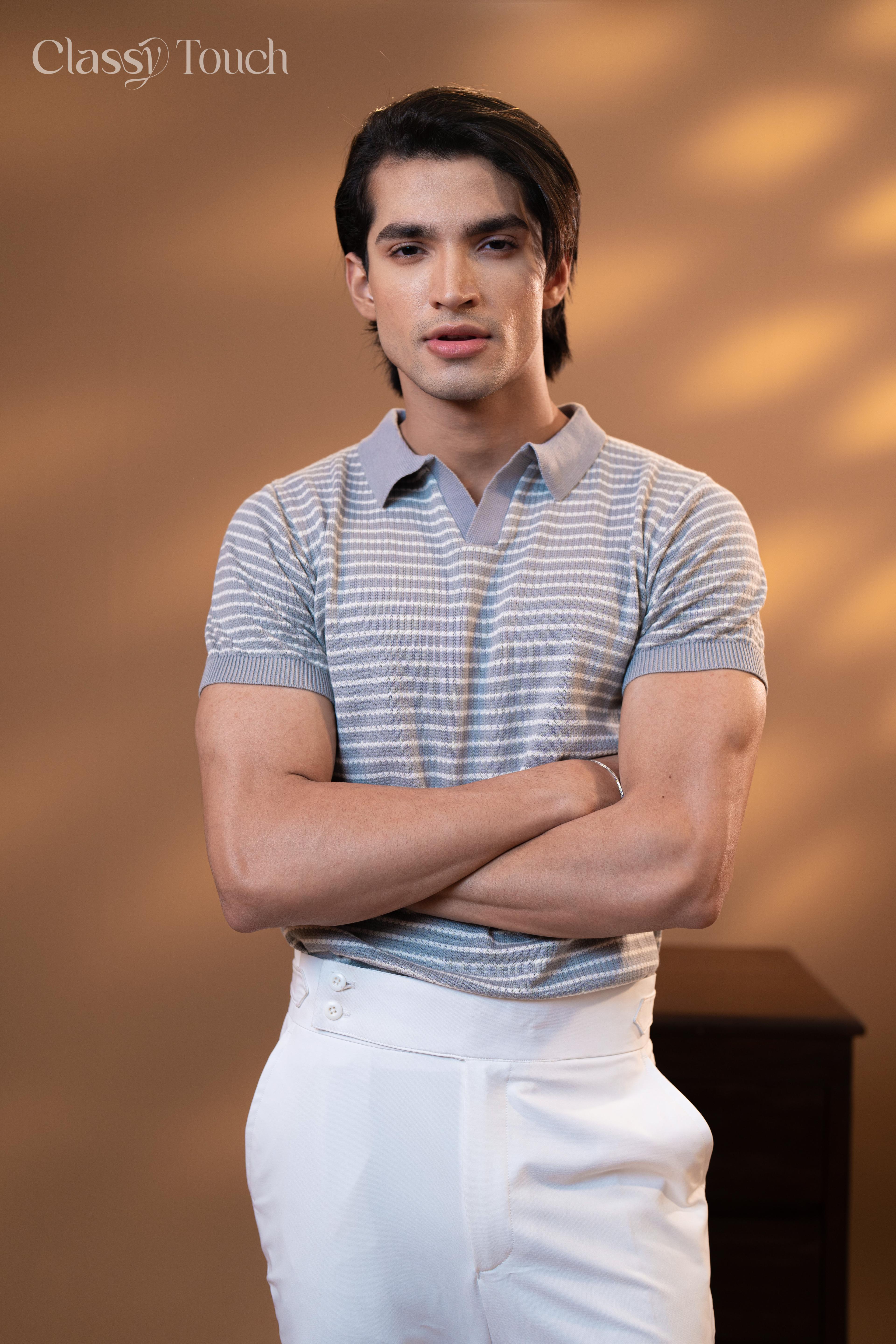 Jacquard Knitted Polo - Ash