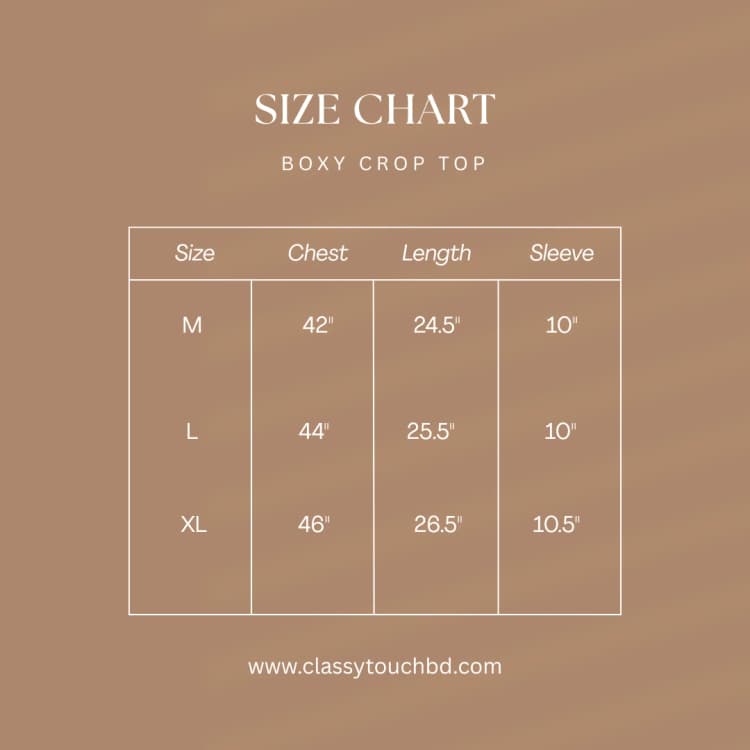 Boxy Cropped Top | Brown Size Chart