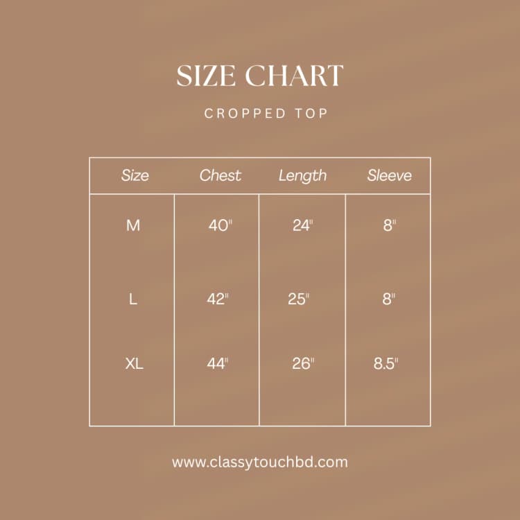 Crop Top - Grateful | White Size Chart