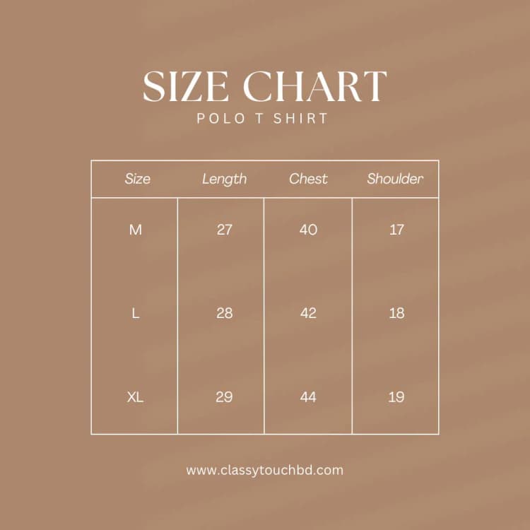Essential Polo - Lavender Size Chart