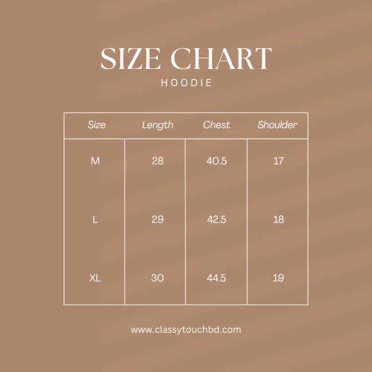Suede Velvet Hoodie Size Chart