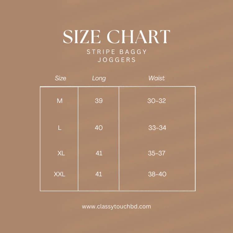 Stripe Baggy Jogger - Mint Size Chart