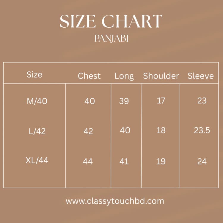Sarfaraz | Designer Panjabi Size Chart