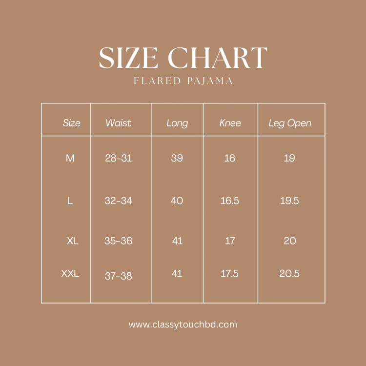 Flared Pajama – White Size Chart