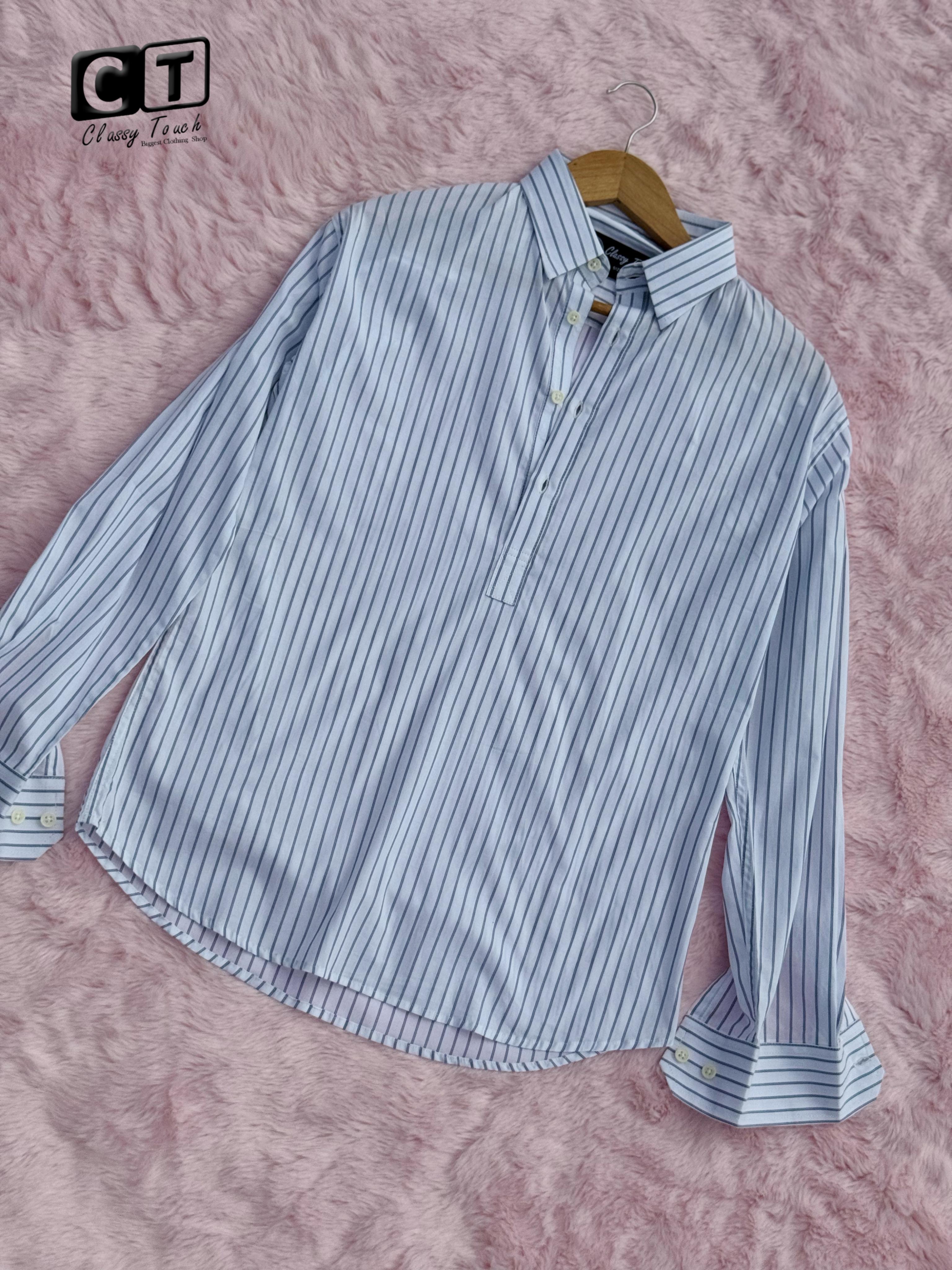 Half Collar Casual Shirt - White
